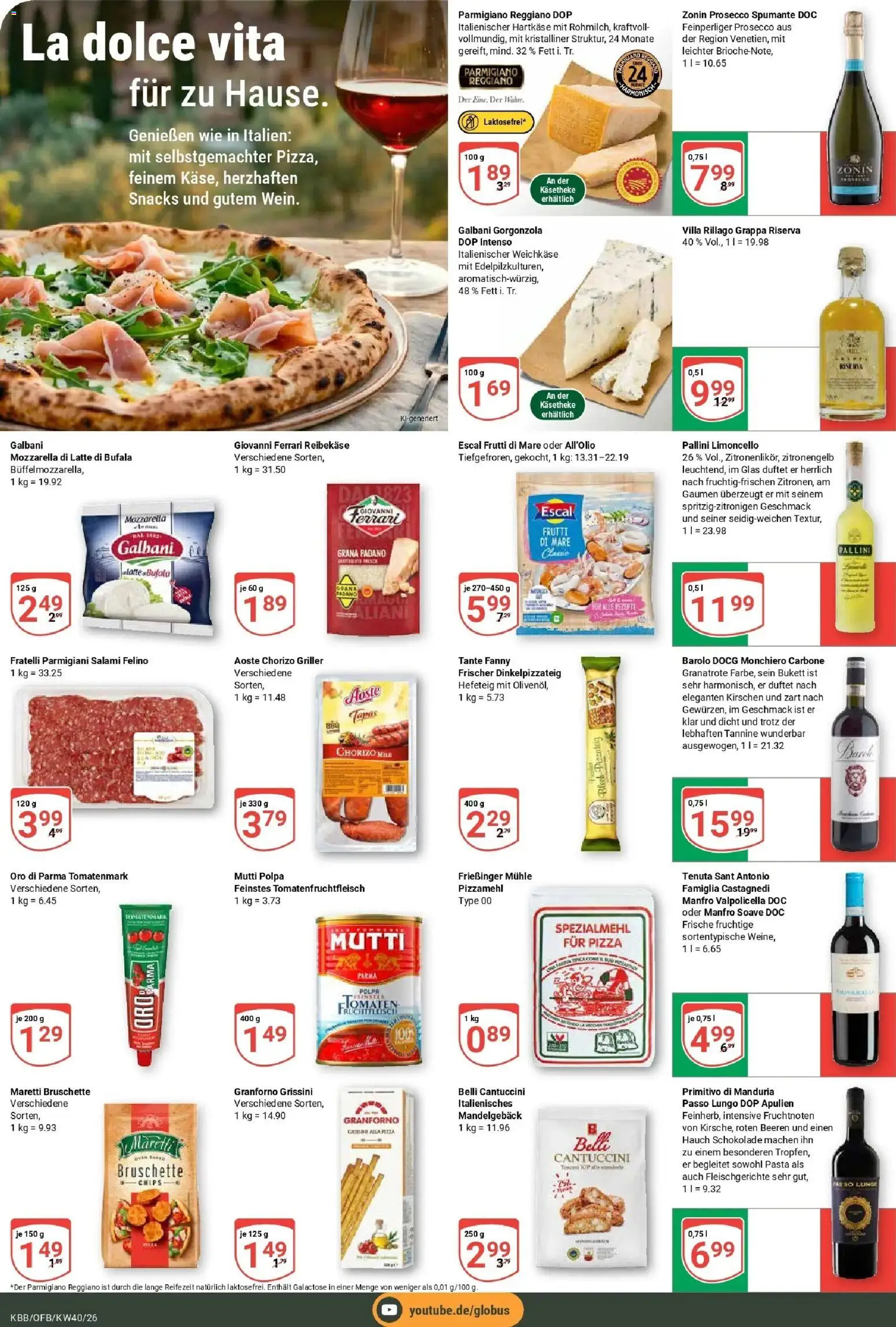 Globus Prospekt Koblenz-Bubenheim (ab 28.09.2026) » Angebote online | Seite: 15 | Produkte: Grana Padano, Schokolade, Oro di parma, Griller