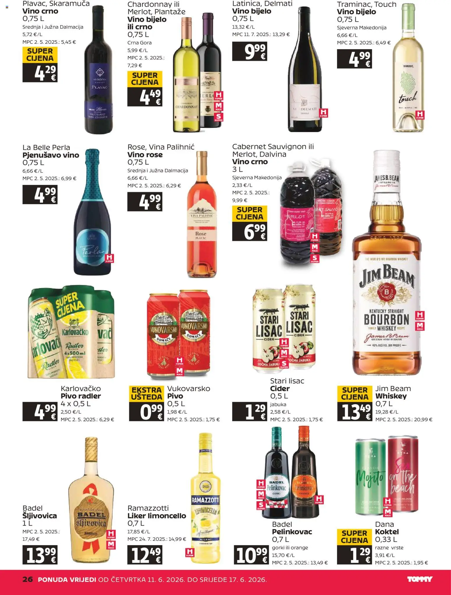 Tommy katalog | vrijedi od 11.06.2026 | Stranica: 26 | Proizvodi: Karlovačko, Vino, Liker, Jabuka
