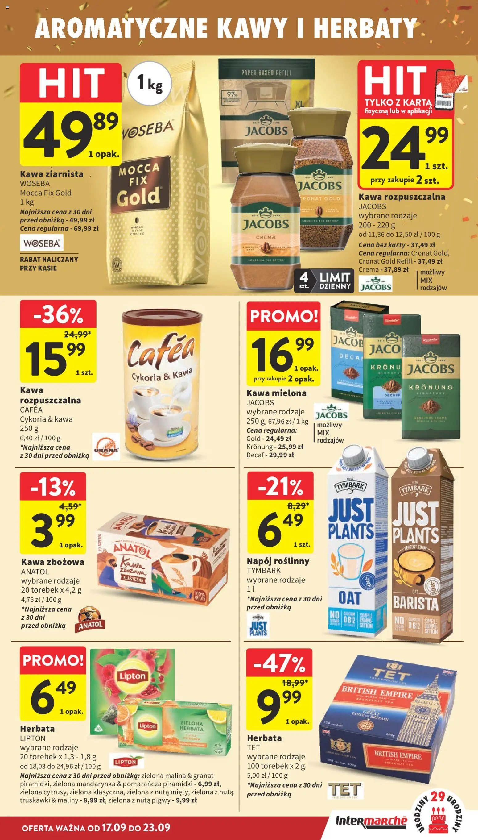 Intermarche gazetka od 17.09.2026 | Strona: 27 | Produkty: Cykoria, Tymbark, Kawa rozpuszczalna, Kawa mielona