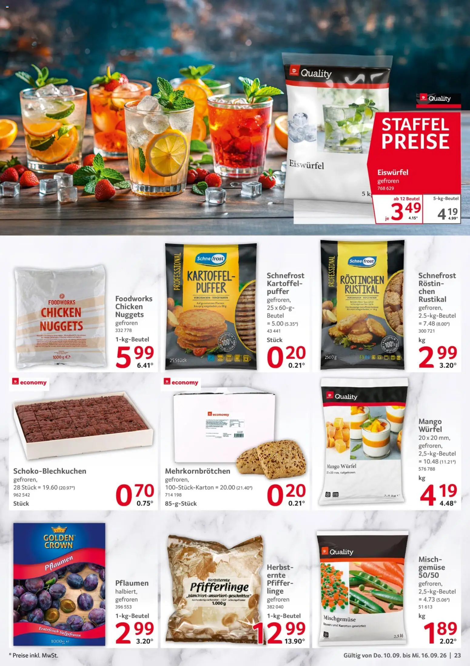 Selgros Prospekt – gültig ab 10.09.2026 | Seite: 23 | Produkte: Pflaumen, Gemüse, Mango, Pfifferlinge