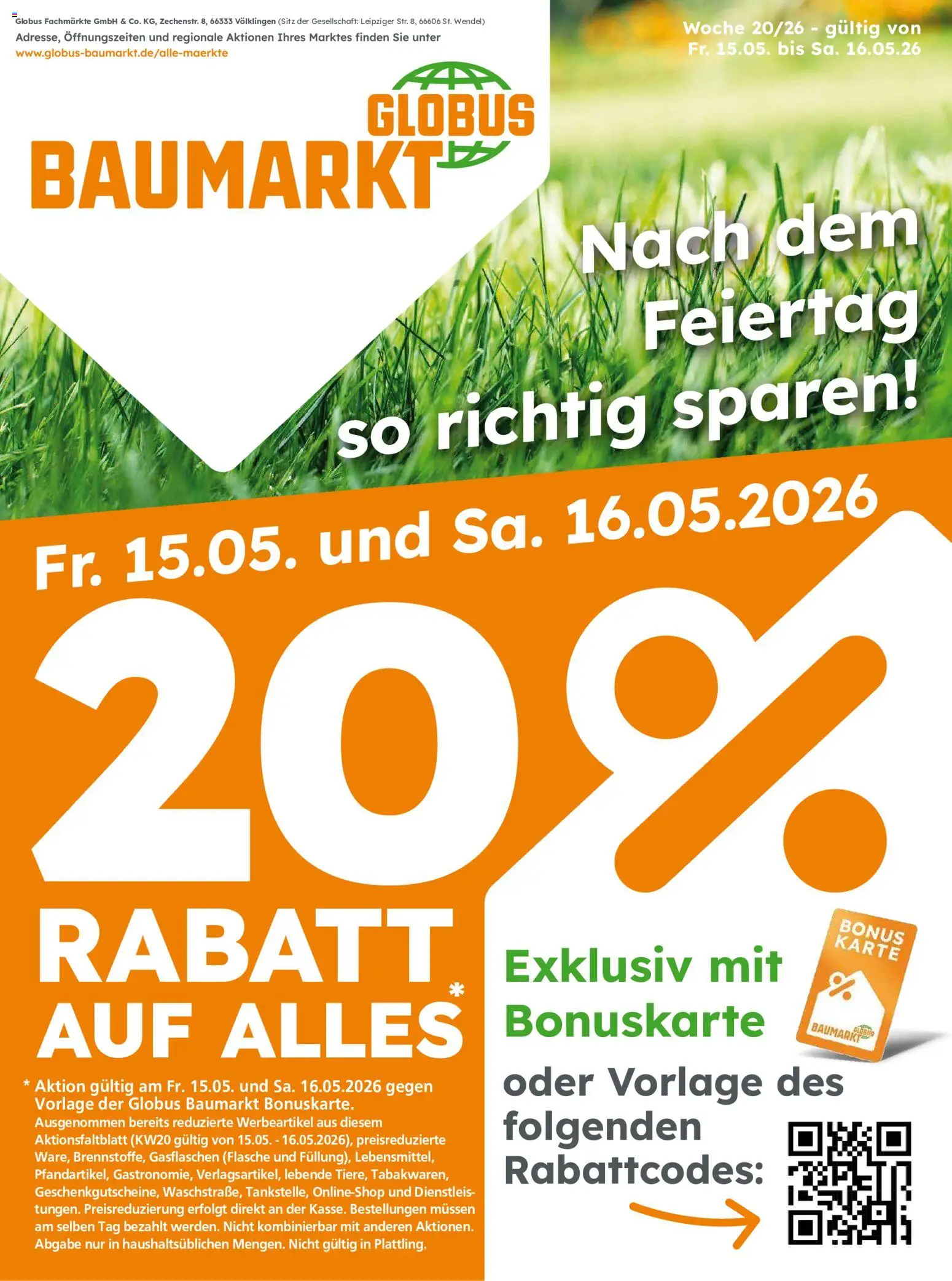Globus Baumarkt Prospekt Oranienburg-Germendorf	 – gültig ab 15.05.2026 | Seite: 1