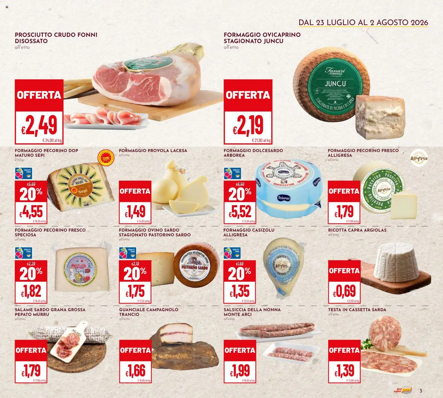 Volantino Pan del 23/07/2026 | Pagina: 3 | Prodotti: Formaggio, Prosciutto, Provola, Ovino