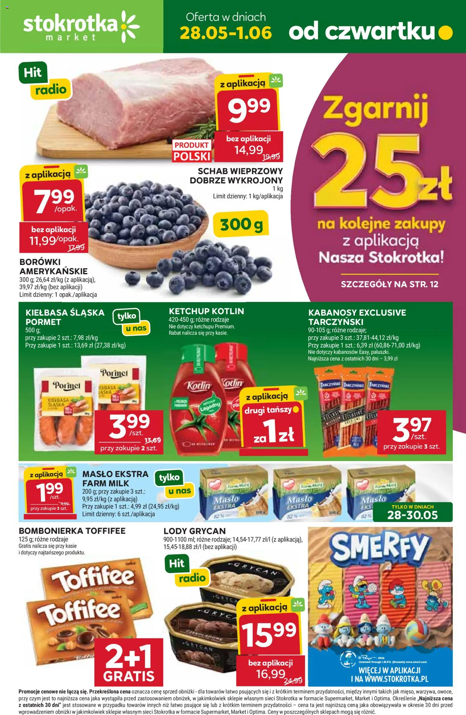 Stokrotka gazetka - Market od 28.05.2026 | Strona: 1 | Produkty: Stokrotka, Toffifee, Kabanosy, Kiełbasa śląska