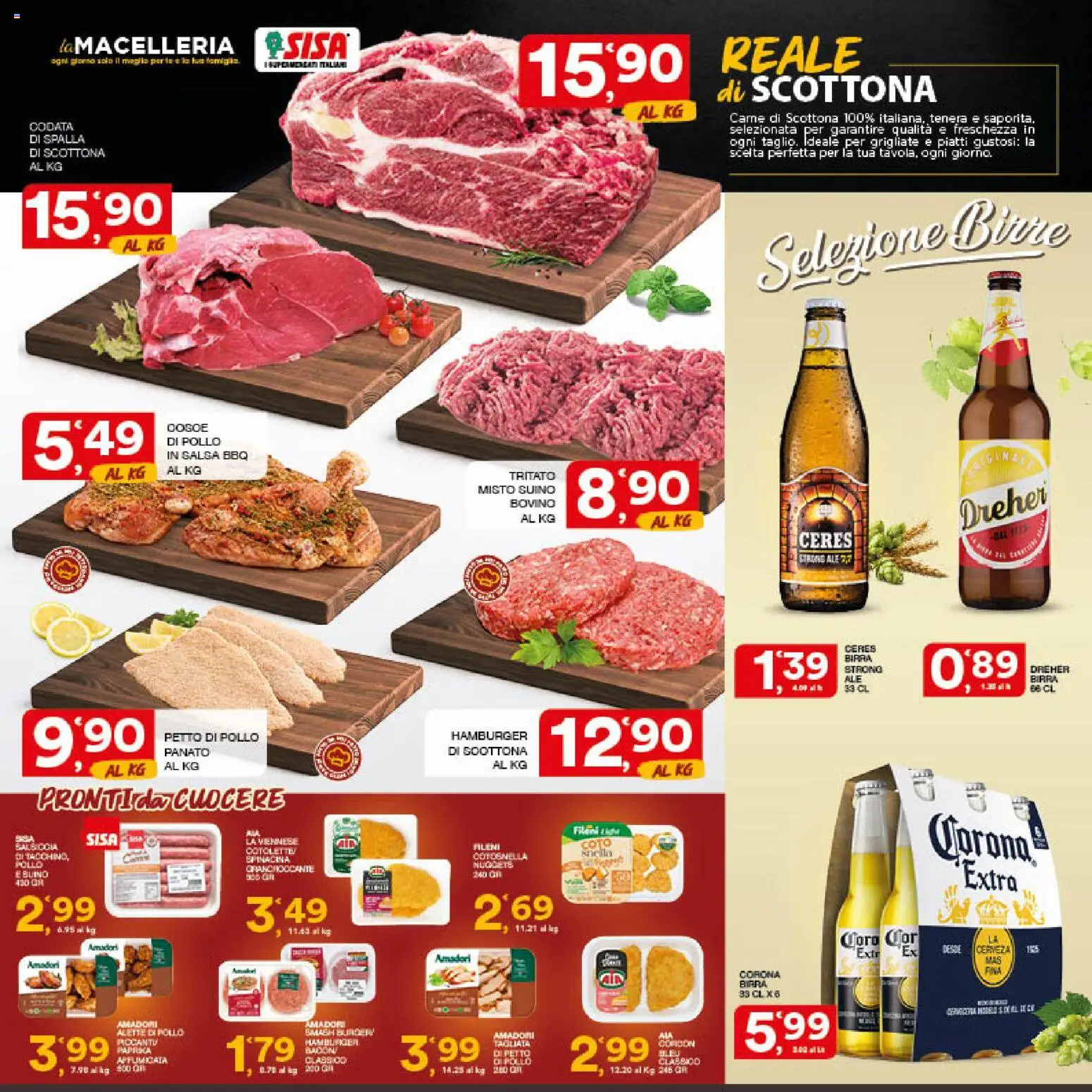 Volantino SISA del 13/08/2026 | Pagina: 3 | Prodotti: Petto di Pollo, Dreher Birra, Salsiccia, Ceres