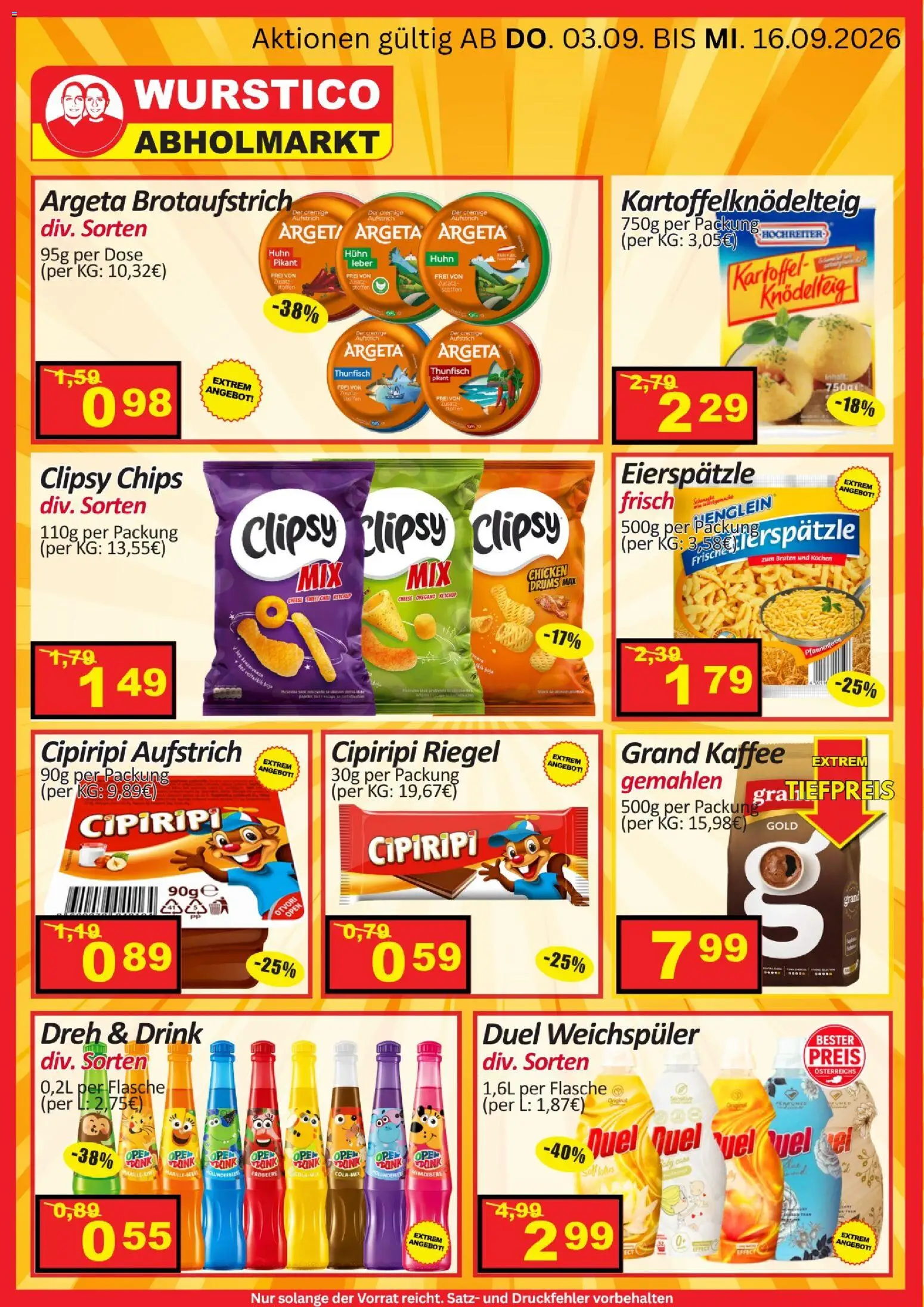 Wurstico Abholmarkt Flugblatt gültig ab 10.09.2026 | Seite: 7 | Produkte: Chips, Ketchup, Kaffee, Weichspüler