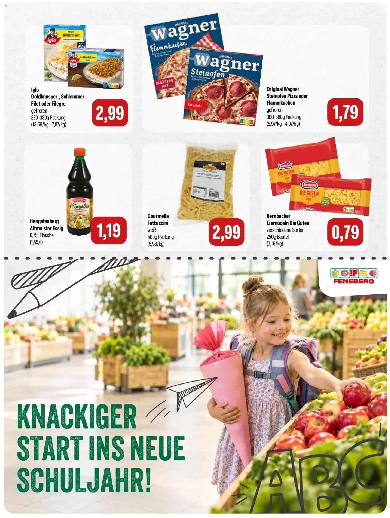 Feneberg Aktuelle Angebote (ab 17.09.2026) zum Blättern | Seite: 7 | Produkte: Essig, Iglo, Salami, Pizza