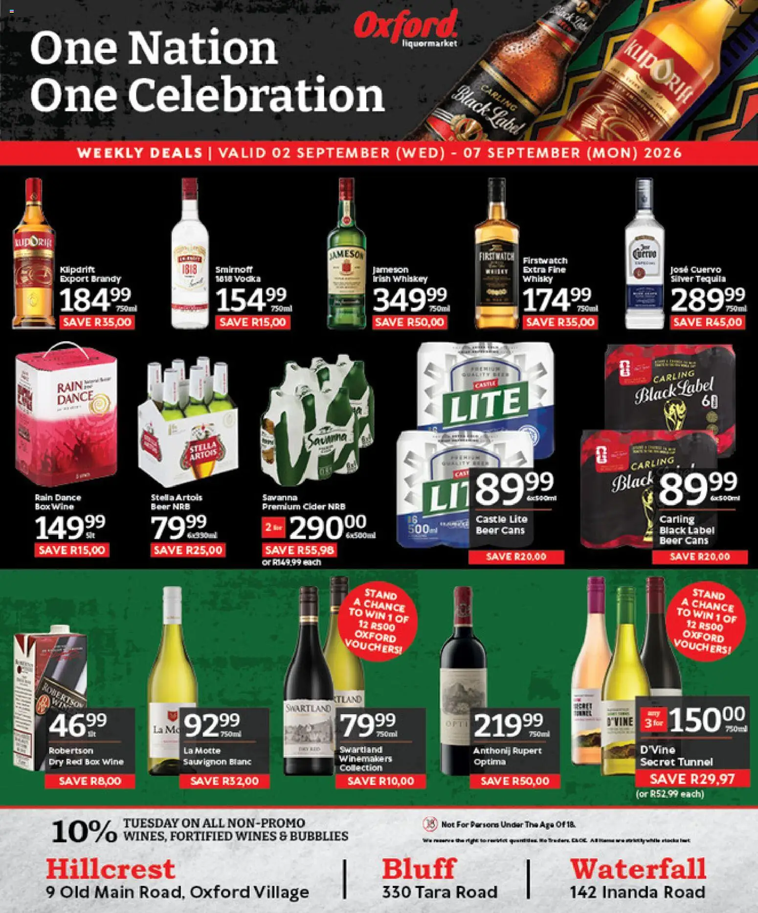 New Oxford Freshmarket catalogue – valid from 02/09/2026 | Page: 1 | Products: Cider, Tequila, Vodka, Whiskey