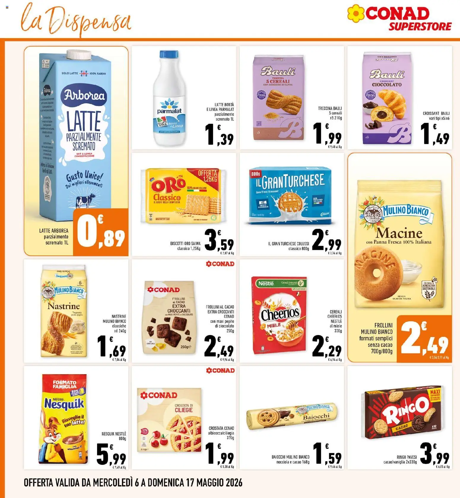 Volantino Conad del 06.05.2026 | Pagina: 14 | Prodotti: Tè, Cereali, Panna, Frollini