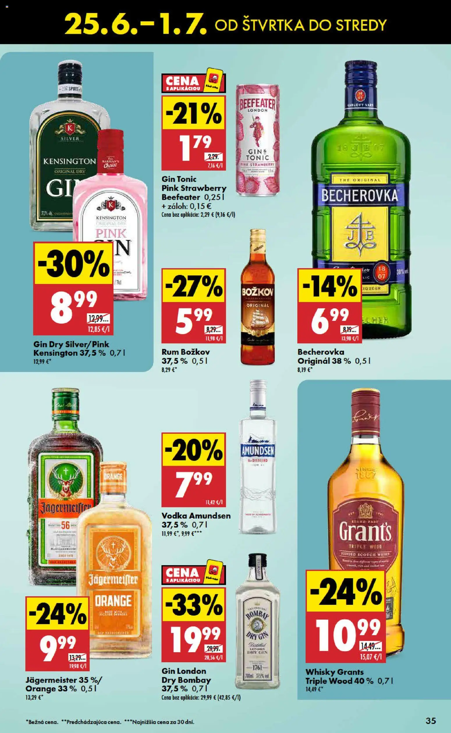 Nové Biedronka akcie – leták je platný od 25.06.2026 | Strana: 35 | Produkty: Jägermeister, Beefeater, Božkov, Rum