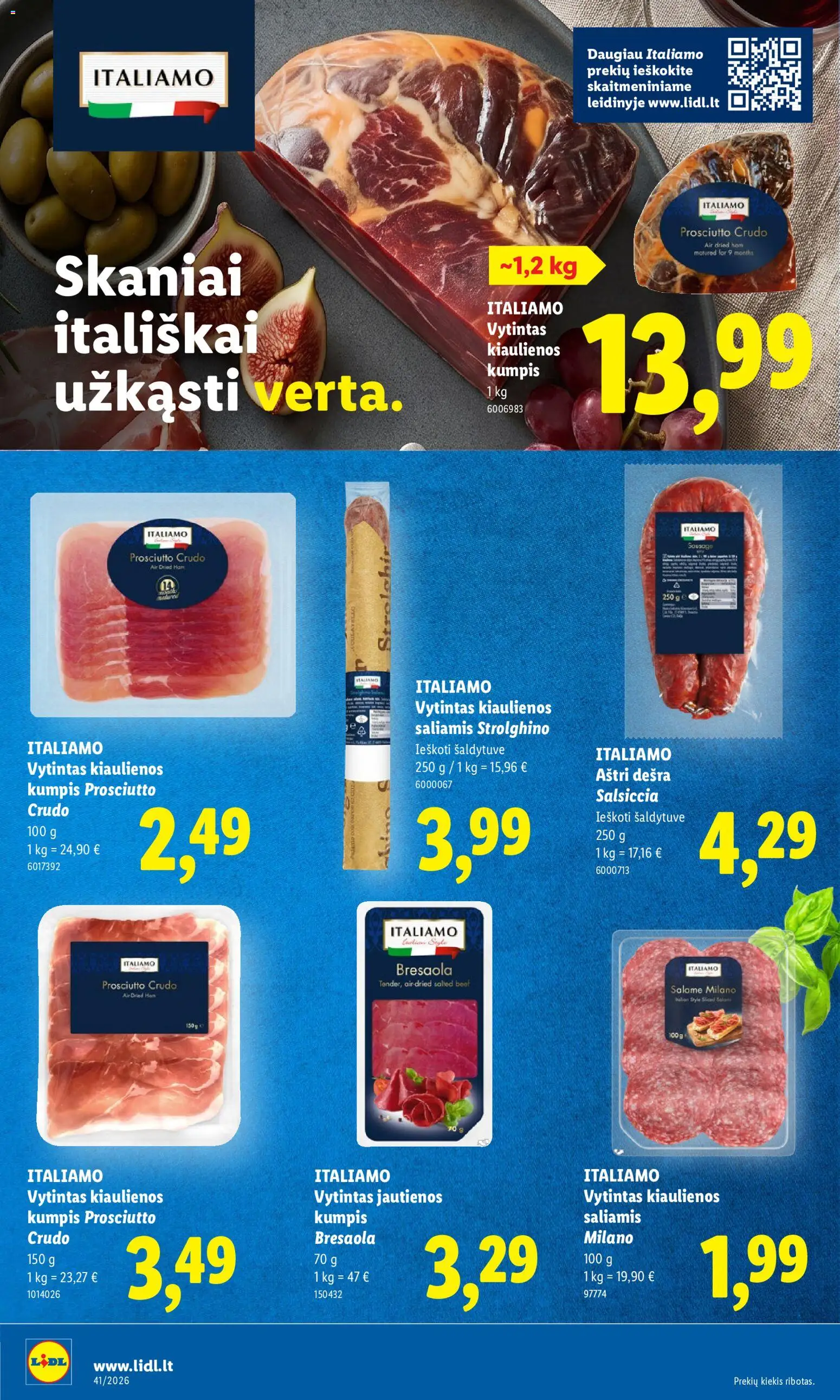 LIDL akcijos nuo 2026.10.05 | Puslapis: 28 | Prekių: Kiaulienos, Jautienos, Saliamis, Dešra