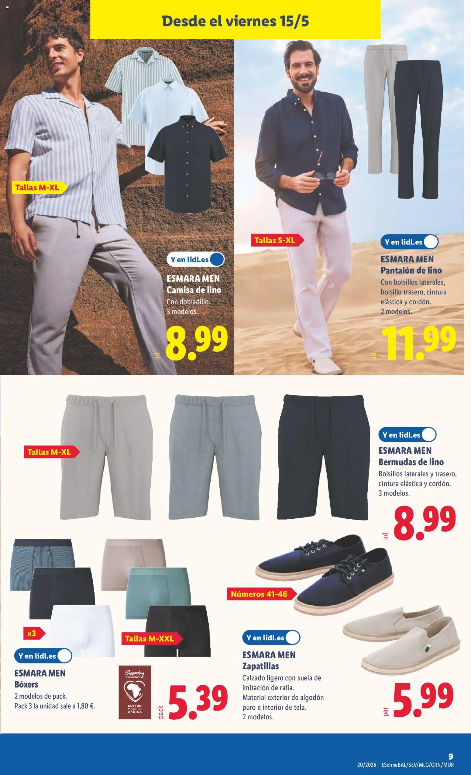 Lidl folleto de bazar │ válido desde el 11.05.2026 | Página: 29 | Productos: Camisa, Bermudas, Boxers, Zapatillas