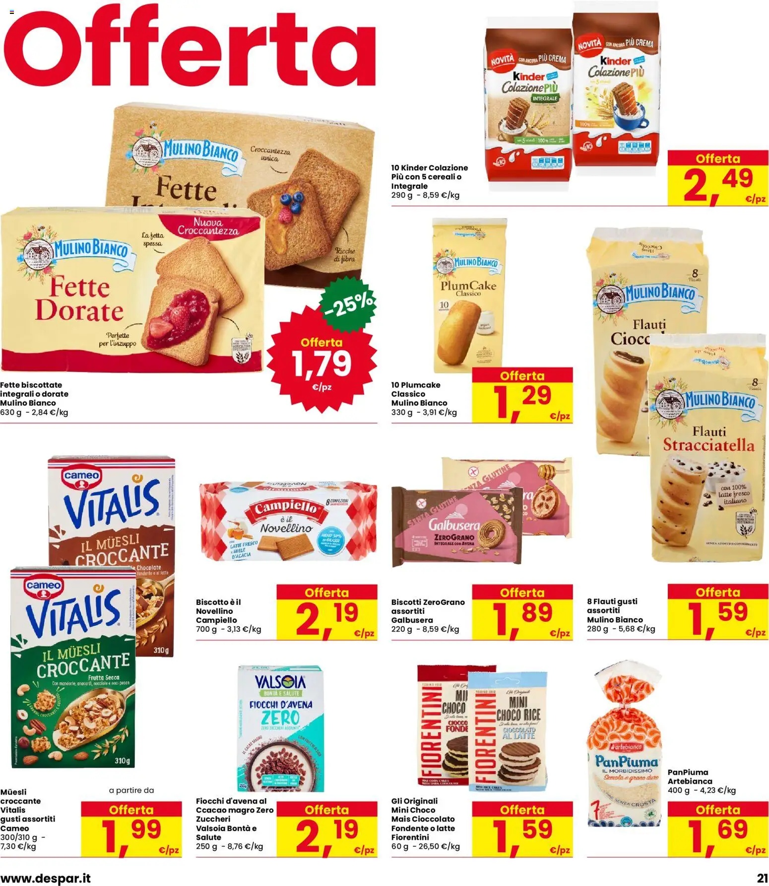 Volantino Eurospar del 30/07/2026 | Pagina: 21 | Prodotti: Cereali, Mais, Fette biscottate, Miele