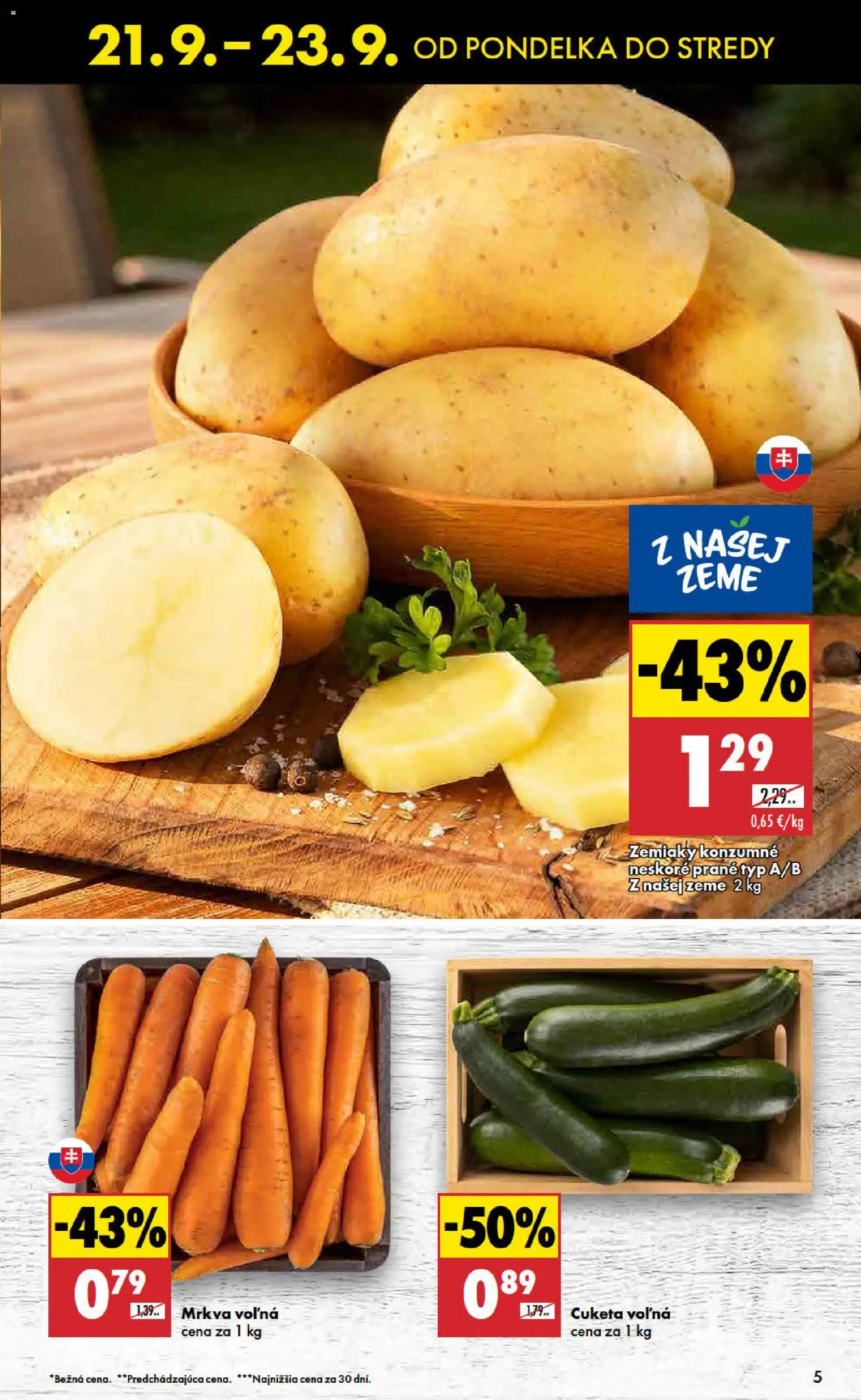 Nové Biedronka akcie – leták je platný od 21.09.2026 | Strana: 5 | Produkty: Mrkva, Zemiaky, Cuketa