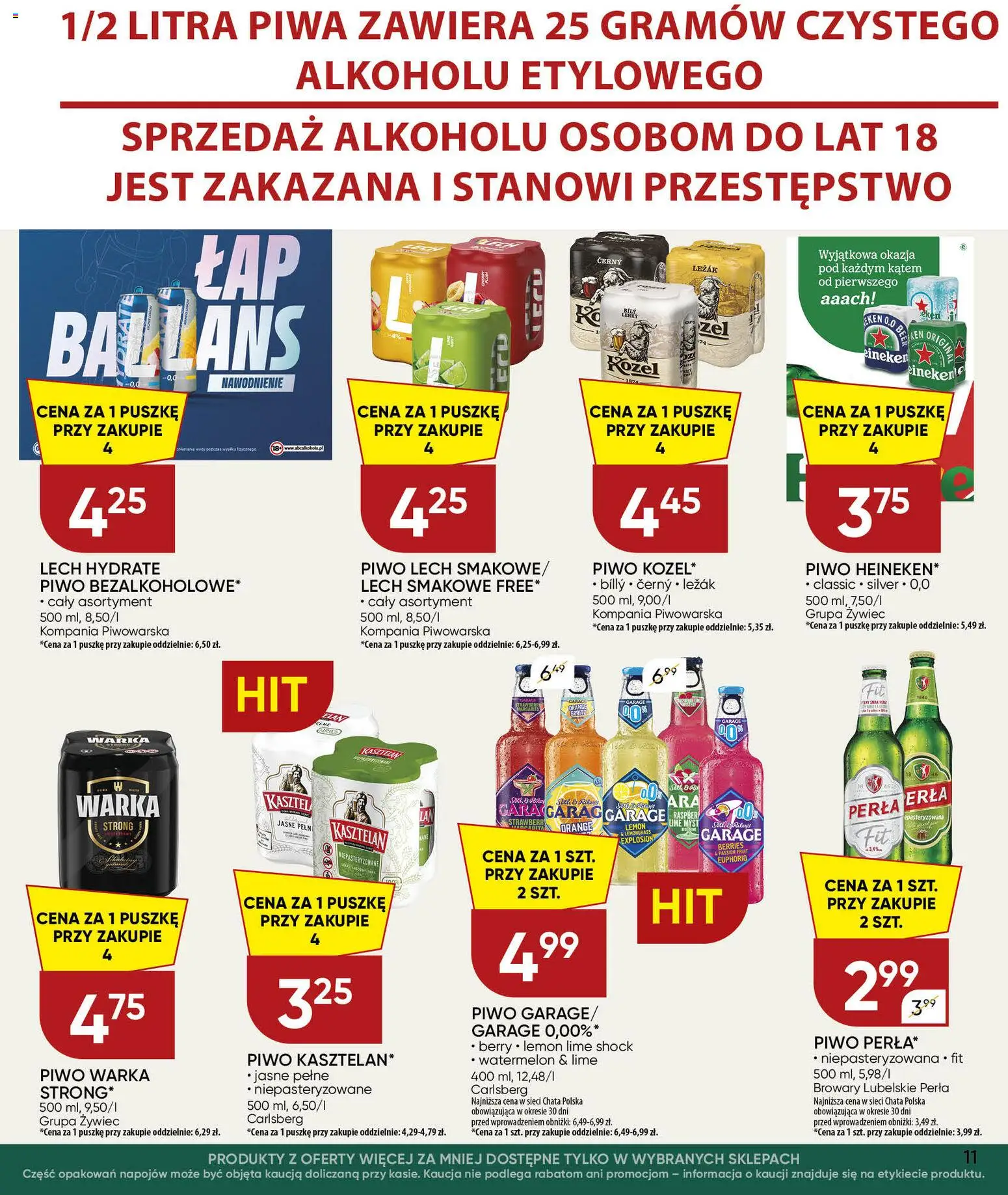 Chata Polska gazetka od 24.09.2026 | Strona: 11 | Produkty: Lech, Carlsberg, Warka, Piwo Warka