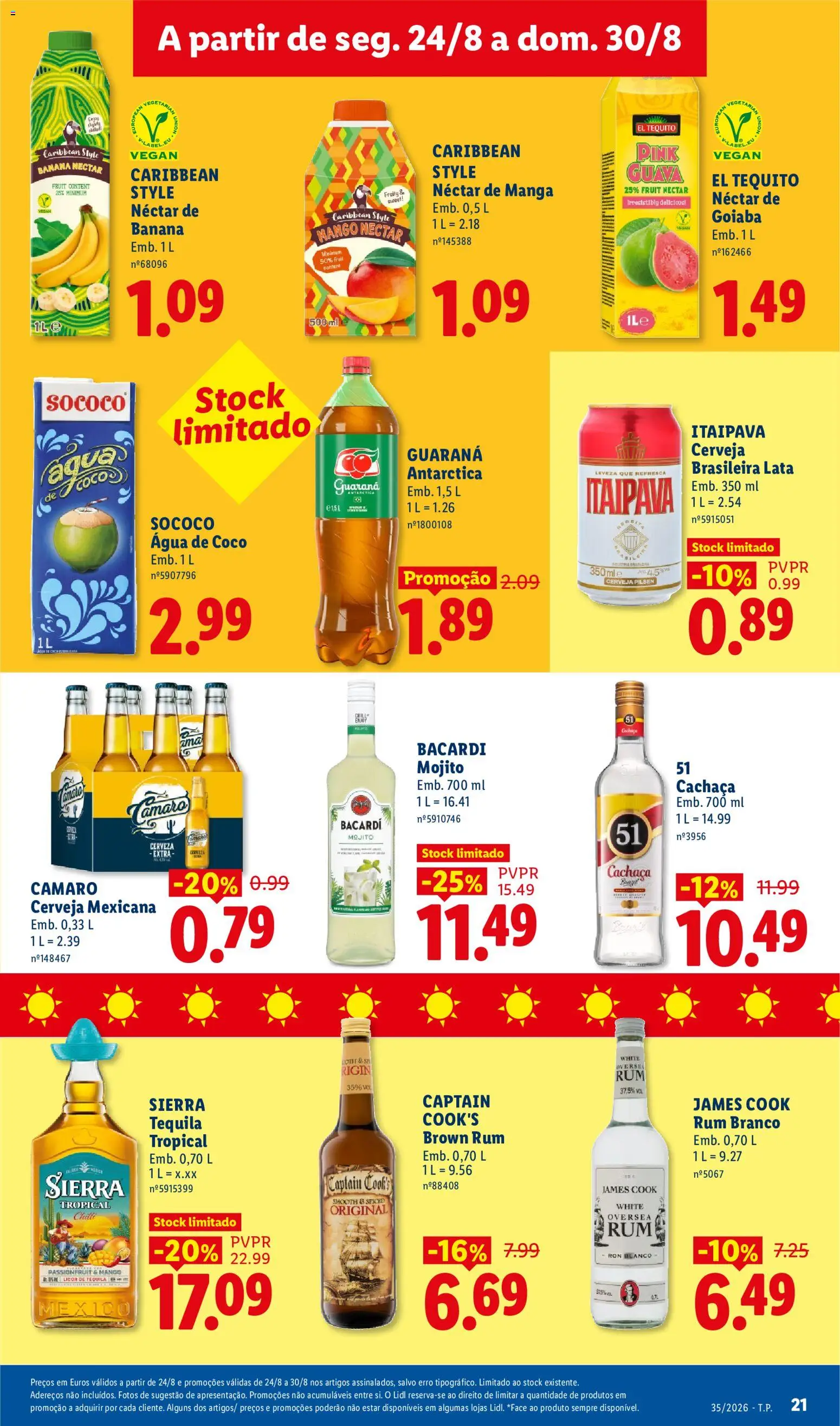 Lidl folheto │ válido de 24/08/2026 | Página: 21 | Produtos: Manga, Licor, Cerveja, Tequila