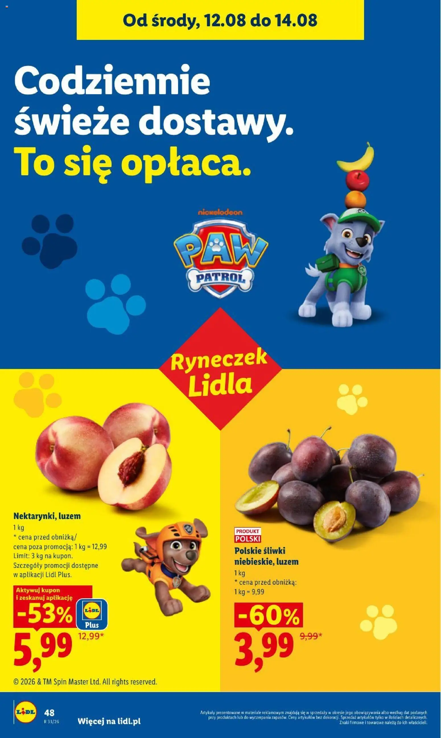 Lidl gazetka od 12.08.2026 | Strona: 48 | Produkty: Śliwki