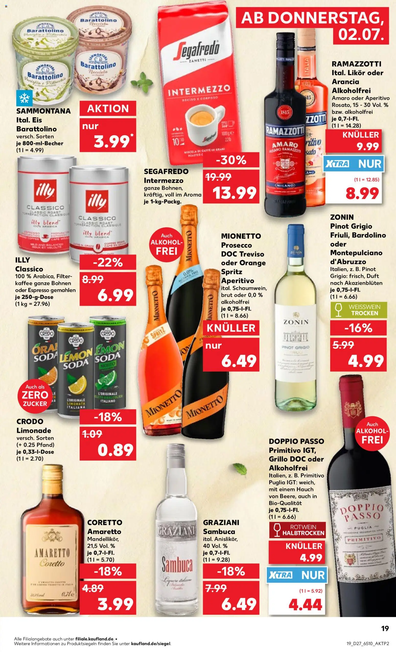 Kaufland Prospekt Köln – gültig ab 02.07.2026 | Seite: 19 | Produkte: Weißwein, Rotwein, Rotwein halbtrocken, Doppio Passo