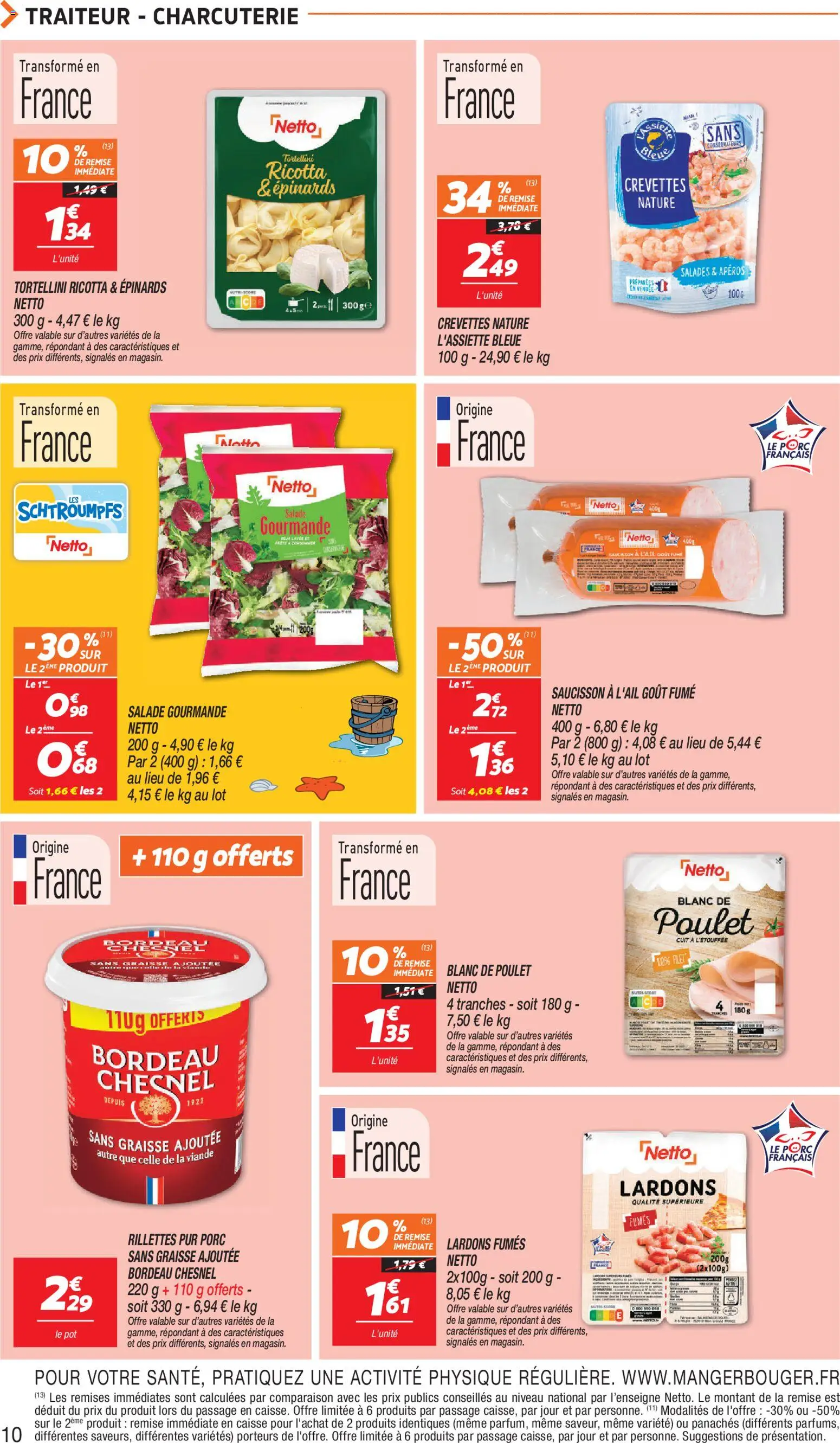 {H1} | Page: 10 | Produits: Salade, Saucisson, Lardons, Ricotta
