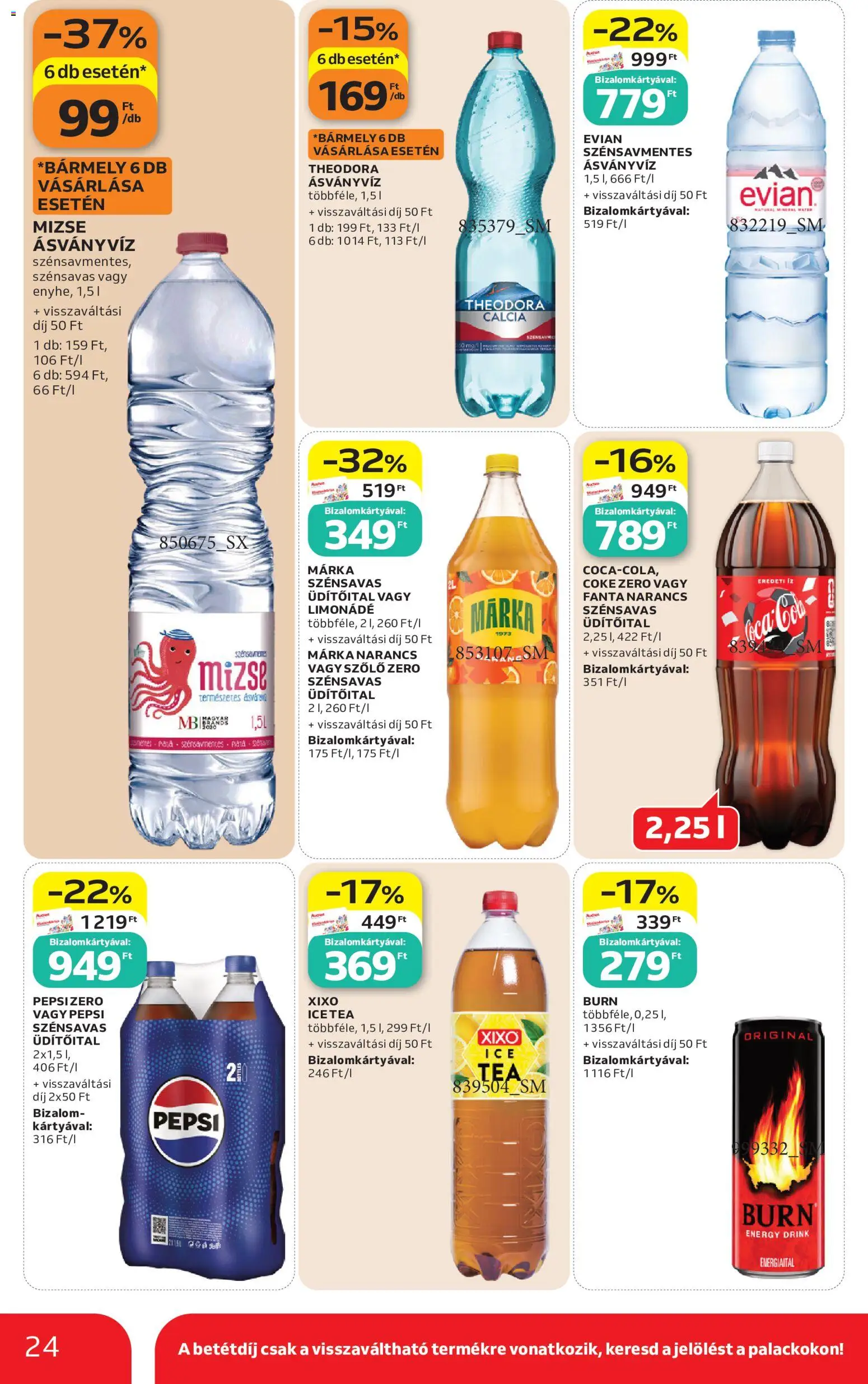 Auchan akciós ujság - amely érvényes a következő dátumtól: 18.06.2026 | Oldal: 24 | Termékek: Pepsi, Limonádé, Ásványvíz, Narancs
