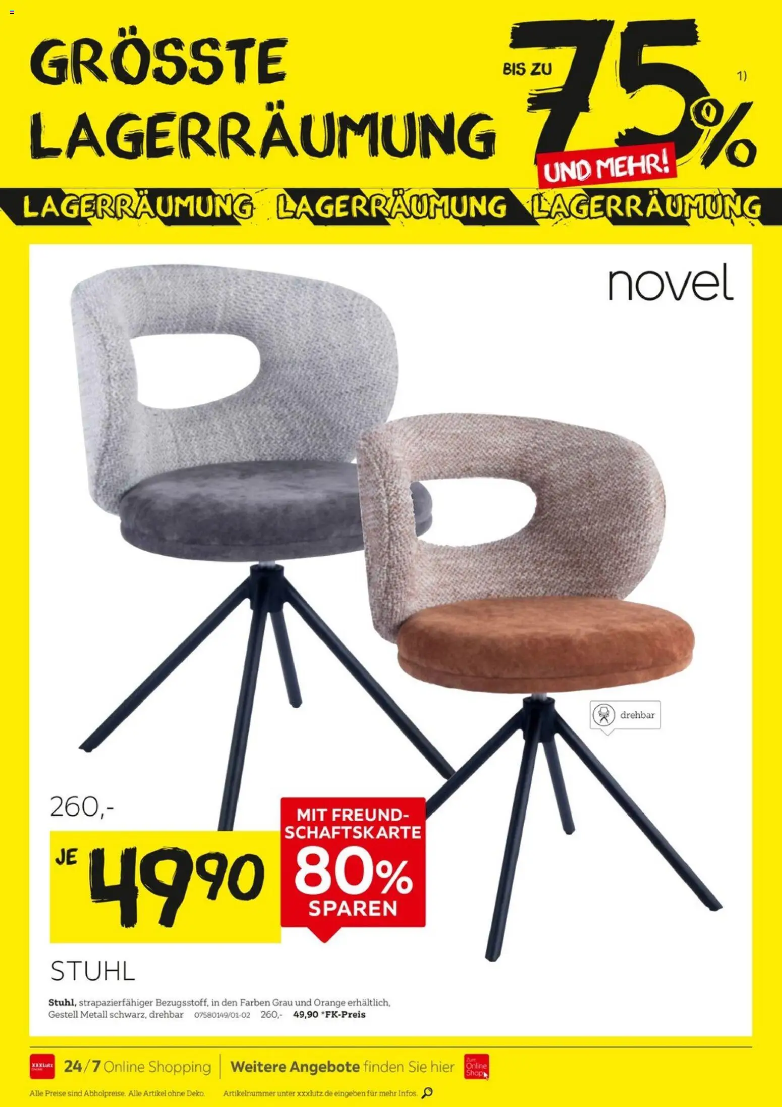 XXXLutz Größte Lagerräumung – gültig ab 04.07.2026 | Seite: 12 | Produkte: Stuhl