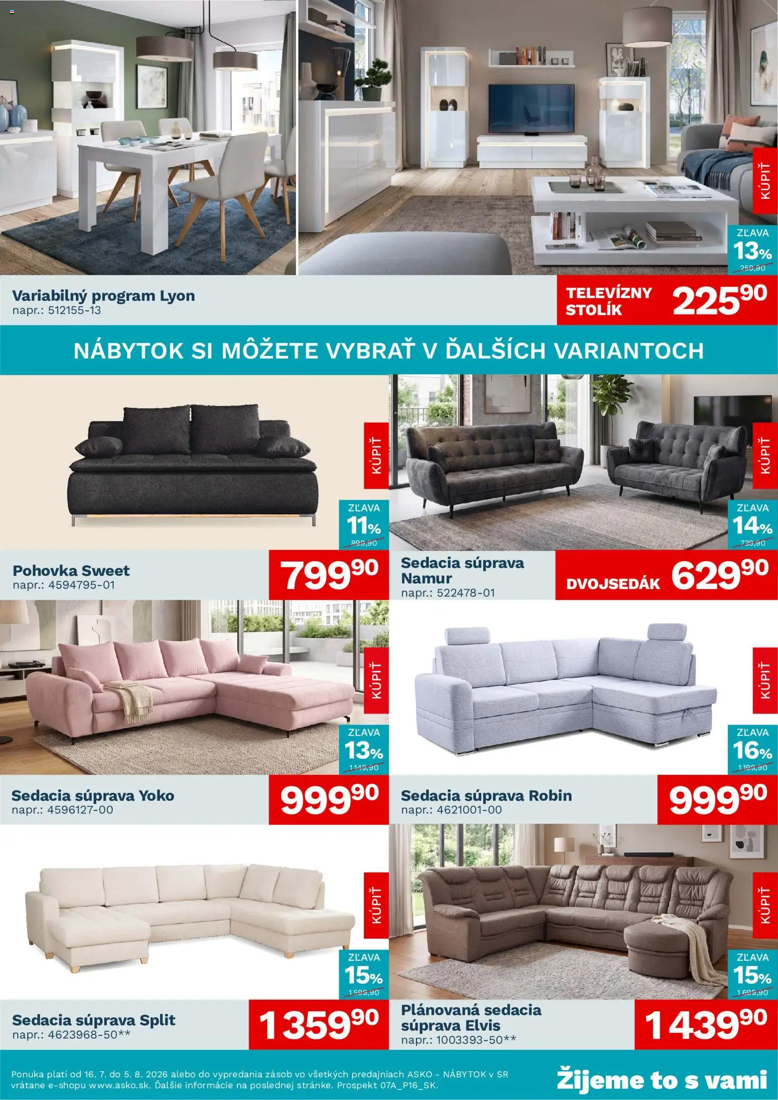 Nové ASKO nábytok akcie – leták je platný od 16.07.2026 | Strana: 2 | Produkty: Nábytok, Sedacia súprava, Pohovka
