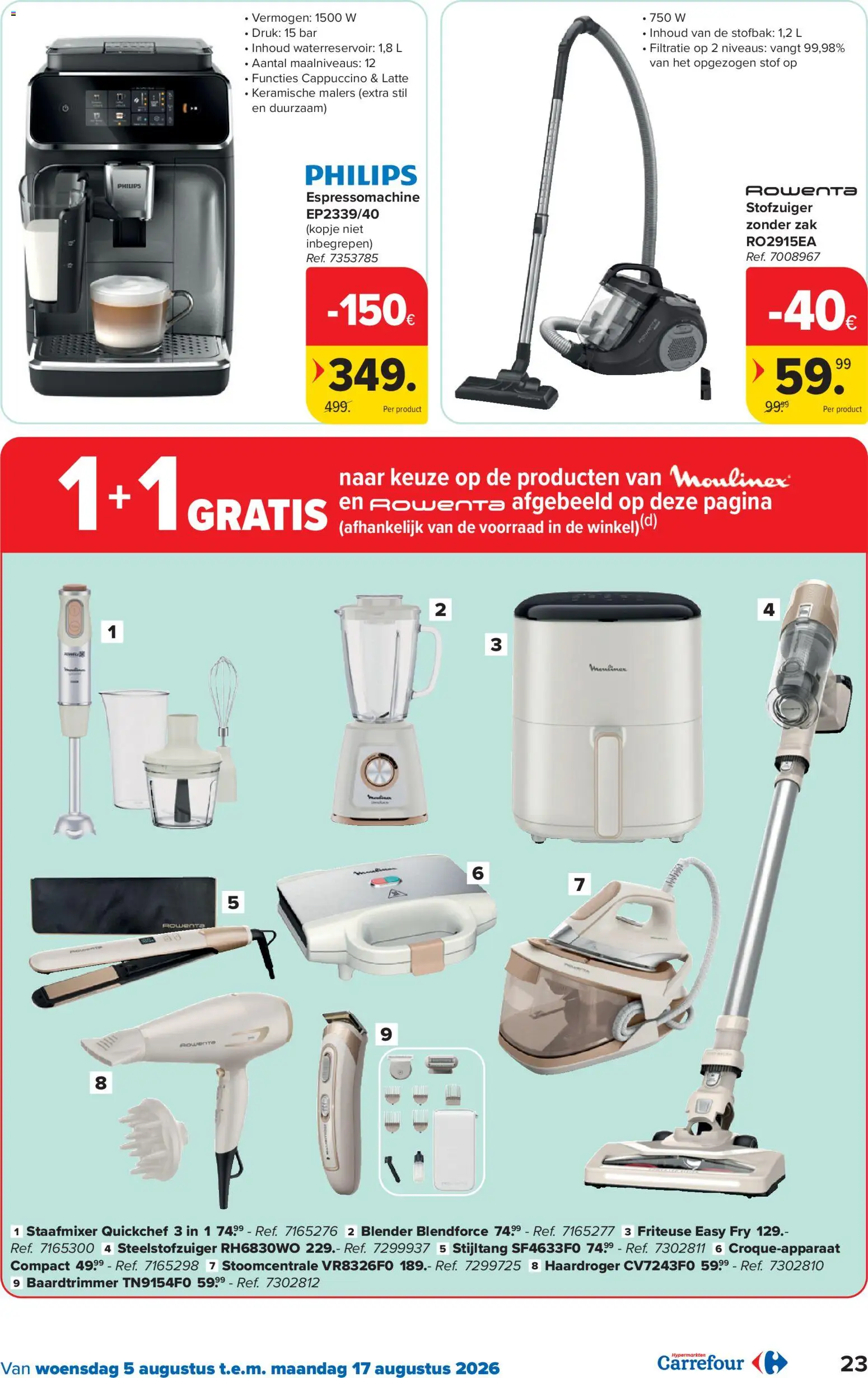 {H1} | Pagina: 23 | Producten: Steelstofzuiger, Zak, Stofzuiger, Friteuse