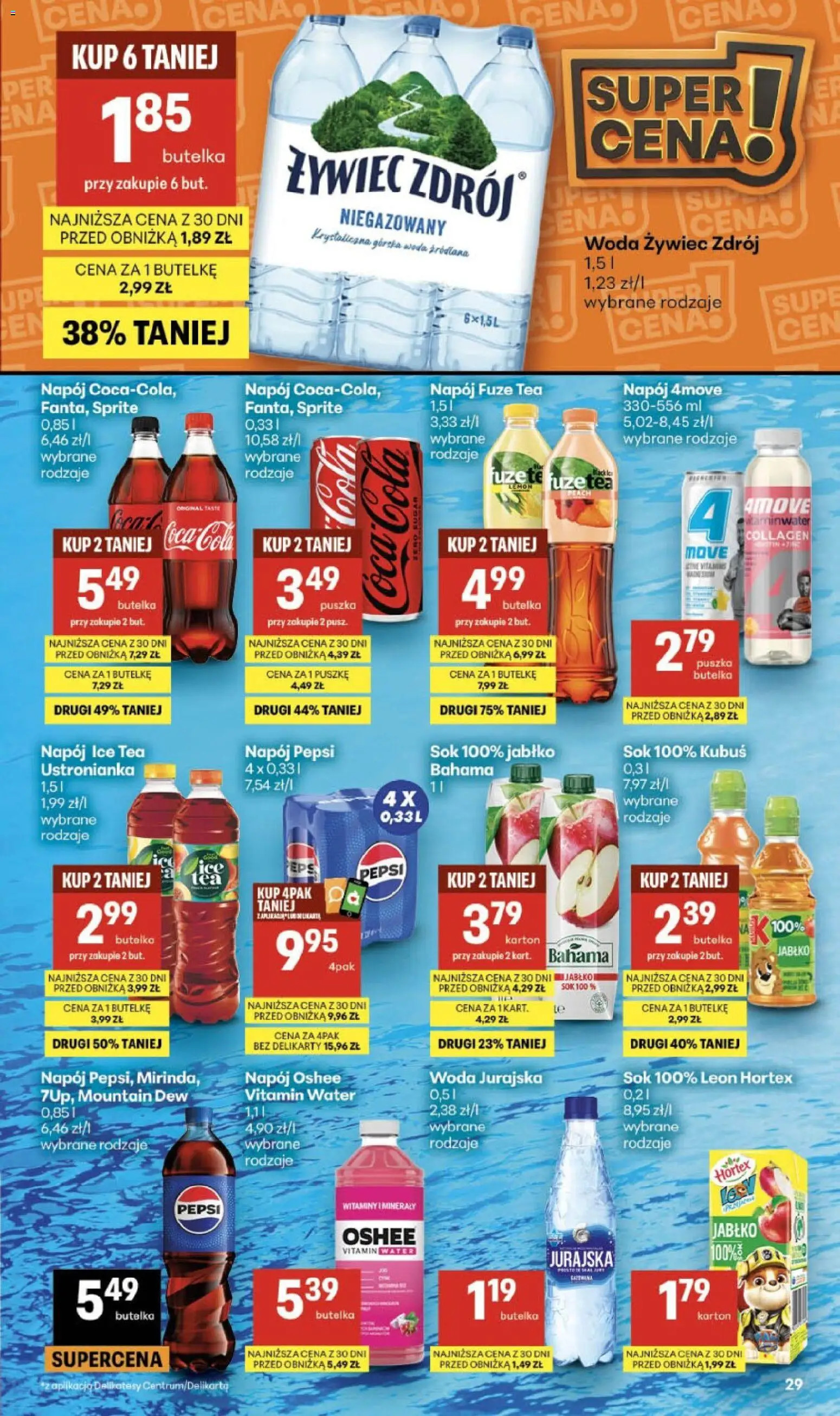 Delikatesy Centrum gazetka od 20.08.2026 | Strona: 29 | Produkty: Sprite, Woda jurajska, Oshee, Woda