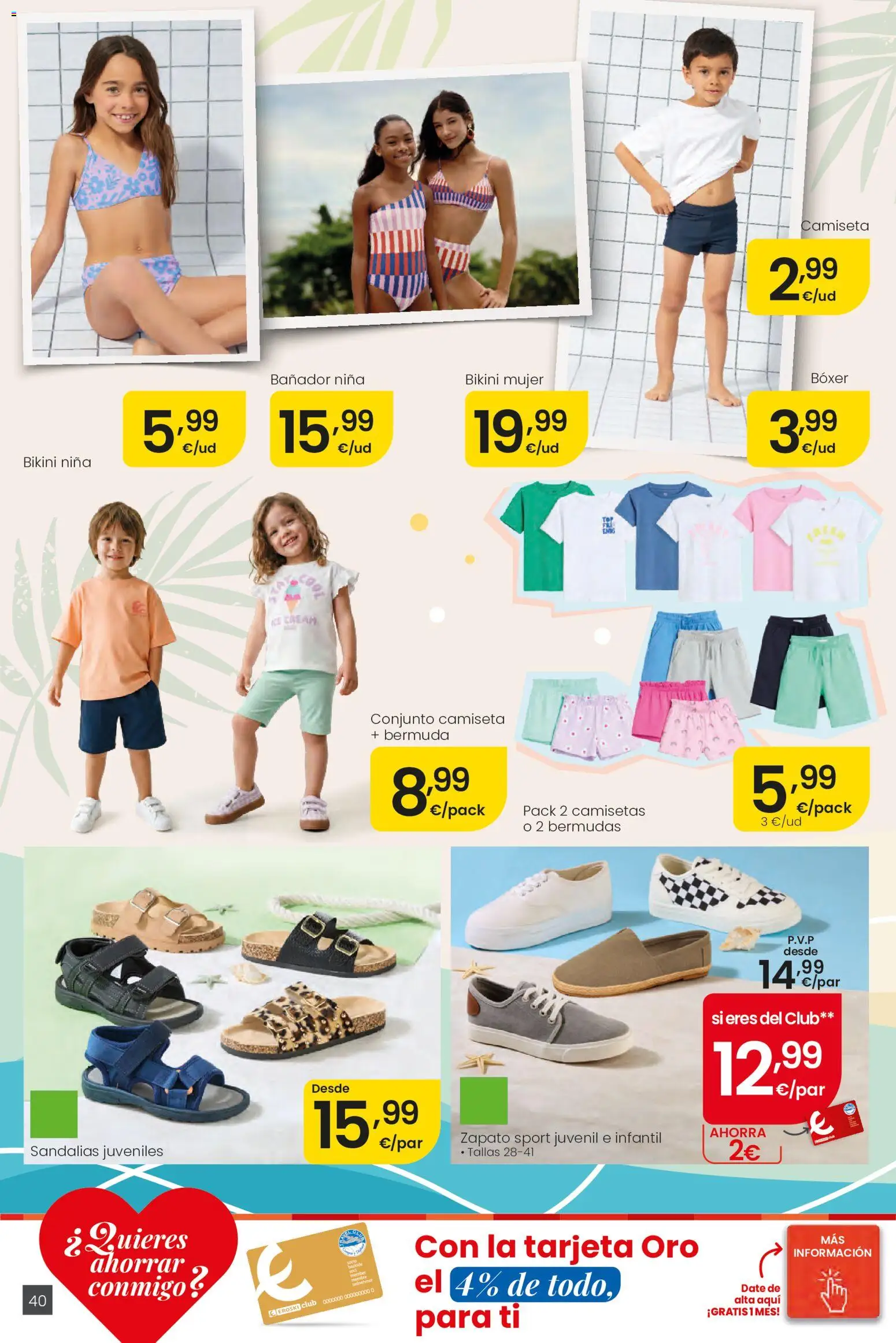 Eroski Ofertones de verano │ válido desde el 28.05.2026 | Página: 40 | Productos: Bermudas, Sandalias