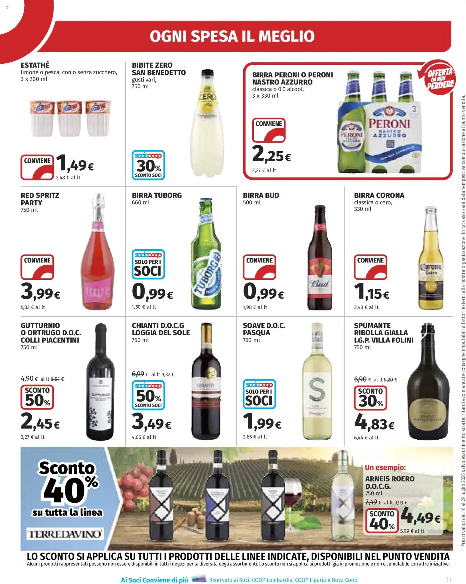 Volantino Ipercoop del 16/07/2026 | Pagina: 11 | Prodotti: Birra, Data, Spumante, Bibite