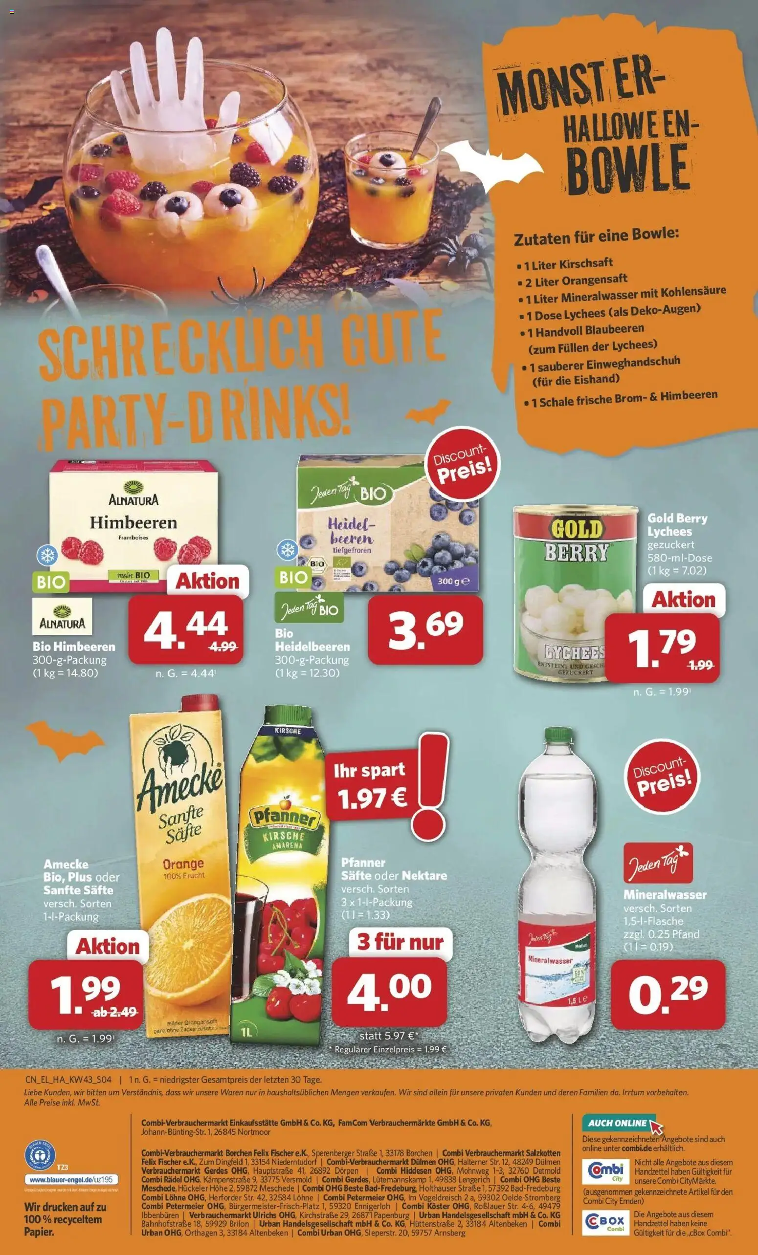 Combi Prospekt Twistringen (ab 19.10.2026) zum Blättern | Seite: 4 | Produkte: Orangensaft, Heidelbeeren, Monster, Blaubeeren