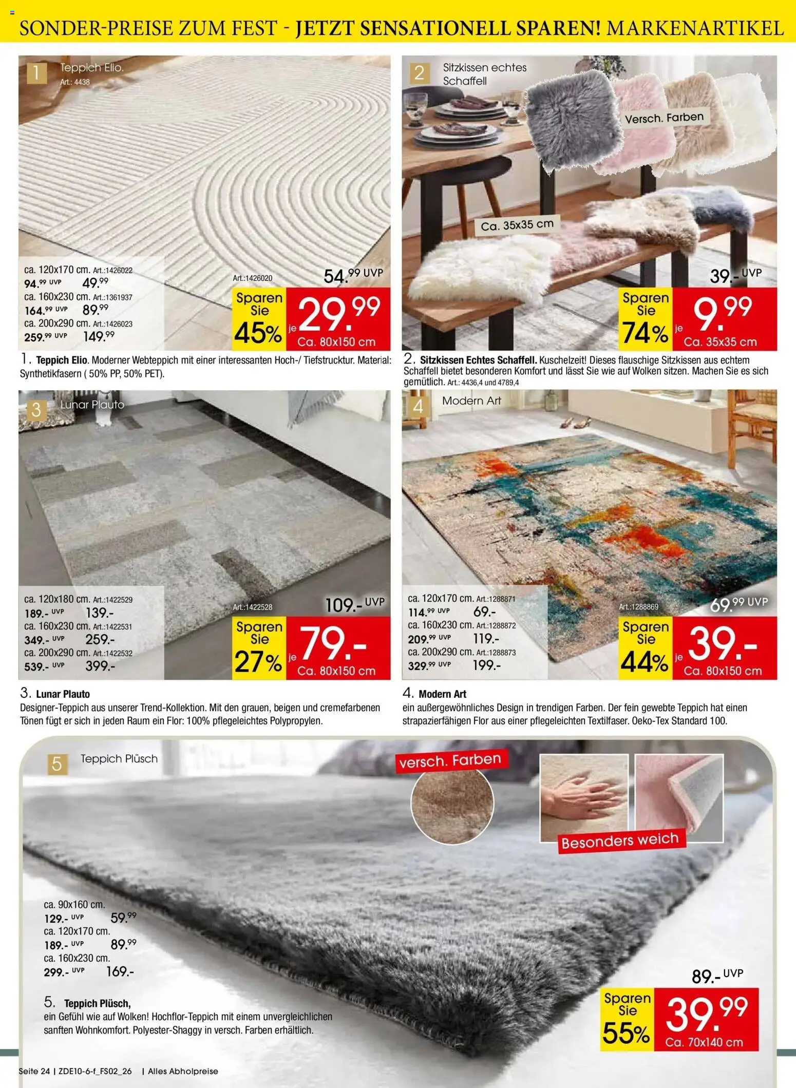 Zurbrüggen Sonder-Preise zum Fest – gültig ab 10.10.2026 | Seite: 24 | Produkte: Teppich