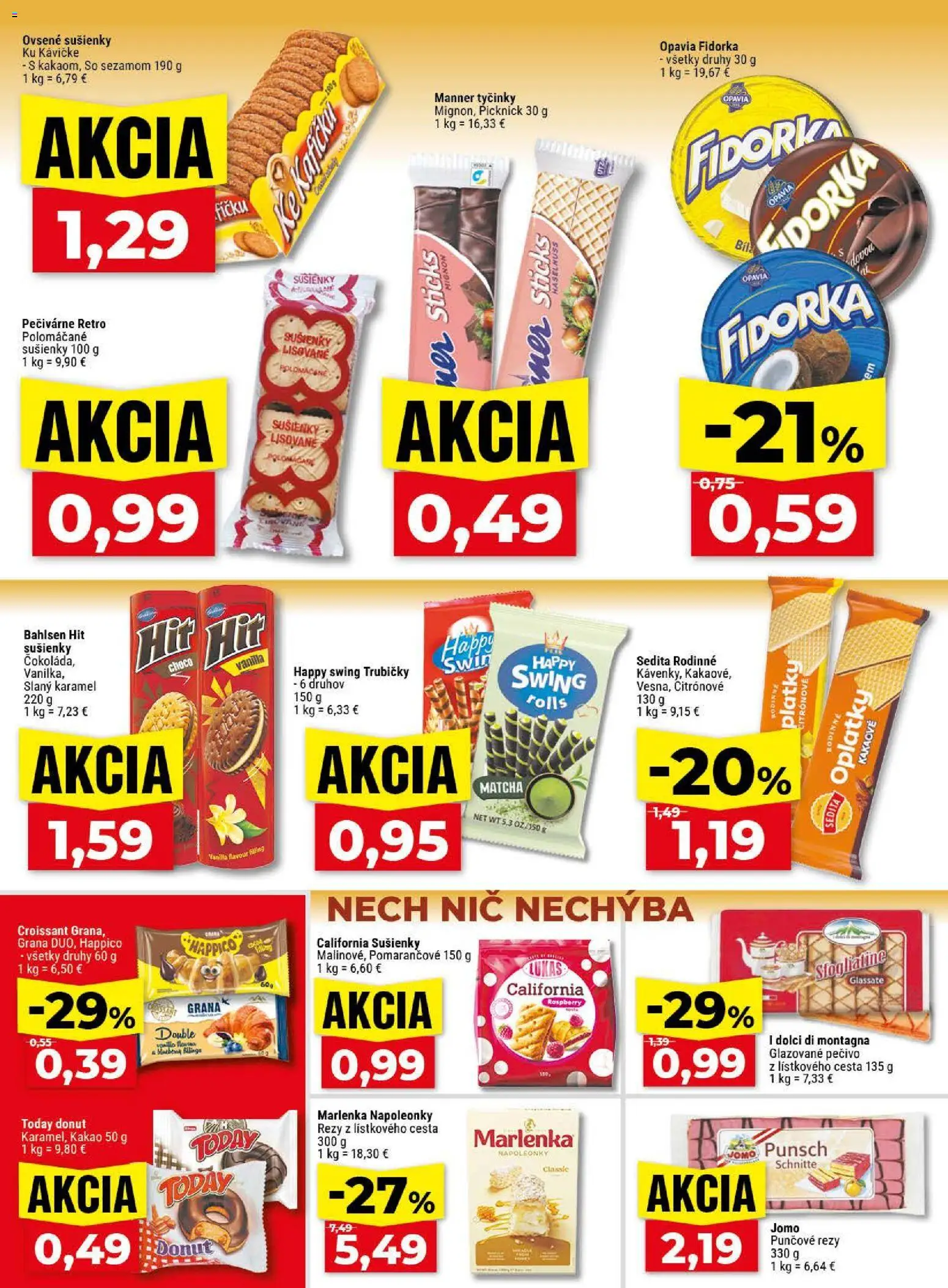 Nové Klas akcie – leták je platný od 13.04.2026 | Strana: 19 | Produkty: Donut, Croissant, Marlenka, Kakao