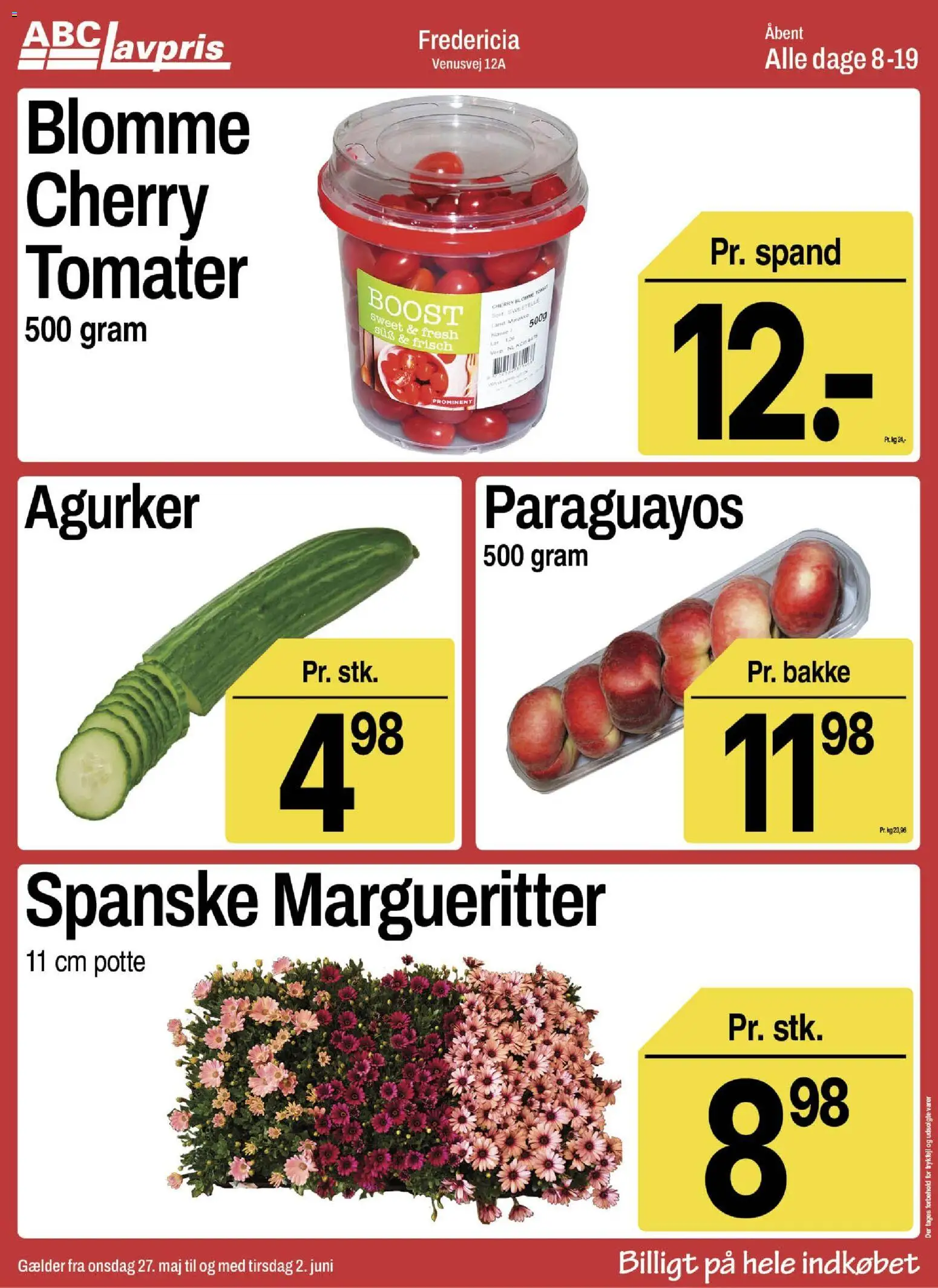 Abc Lavpris tilbudsavis – gyldig fra 27.05.2026 | Side: 4 | Produkter: Tomater, Agurker, Cherry