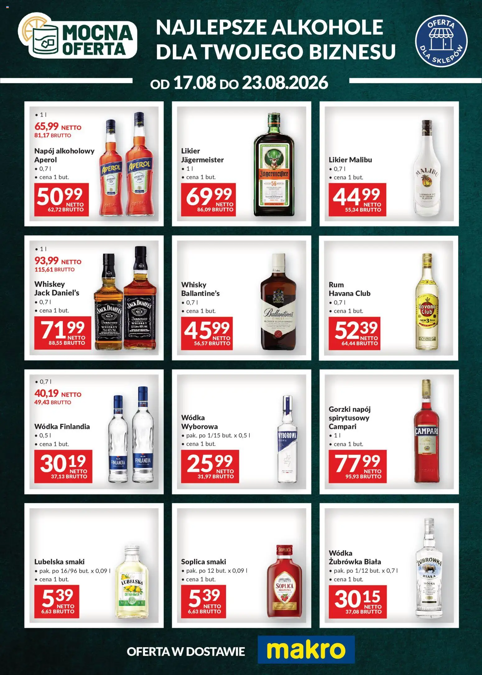 Makro gazetka - Mocna oferta od 17.08.2026 | Strona: 1 | Produkty: Wódka finlandia, Scotch whisky, Wódka, Havana