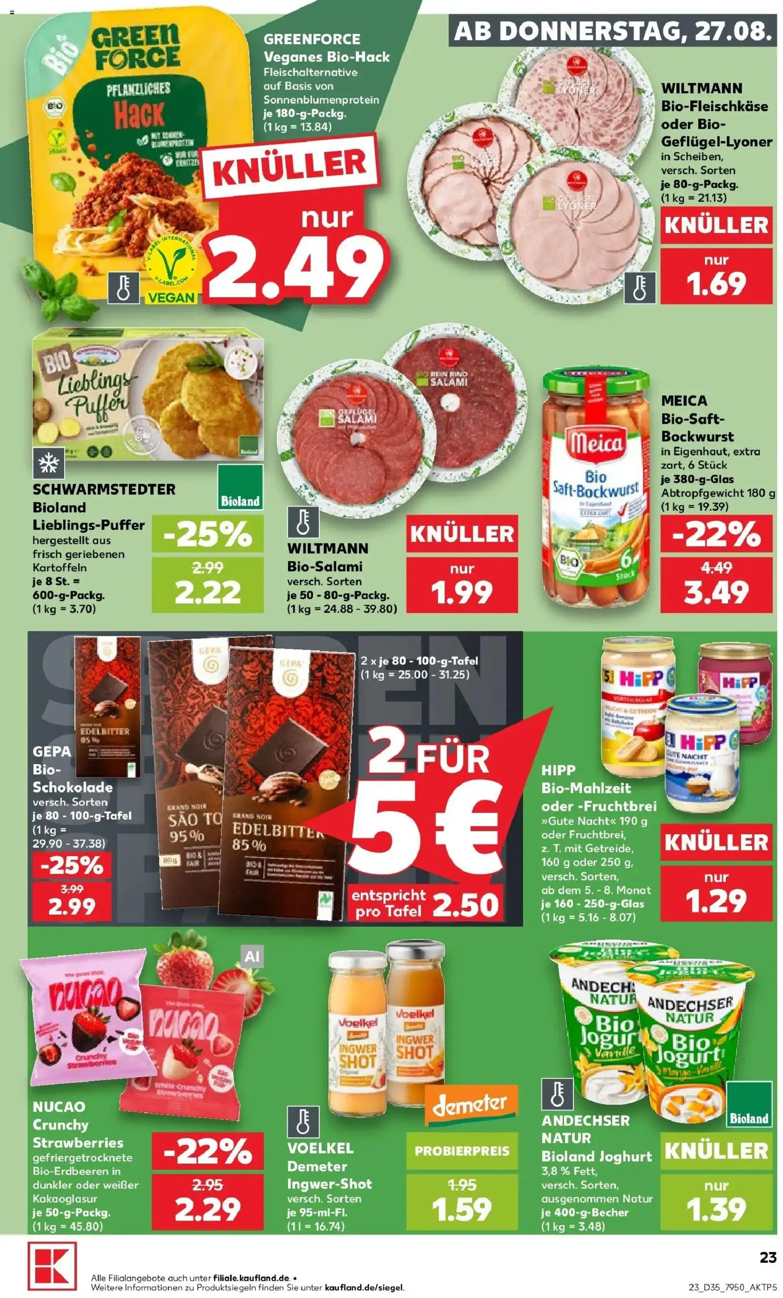 Prospekt Kaufland ab 24.08.2026 » Angebote Online zum Blättern | Seite: 34 | Produkte: Bockwurst, Schokolade, Meica, Salami