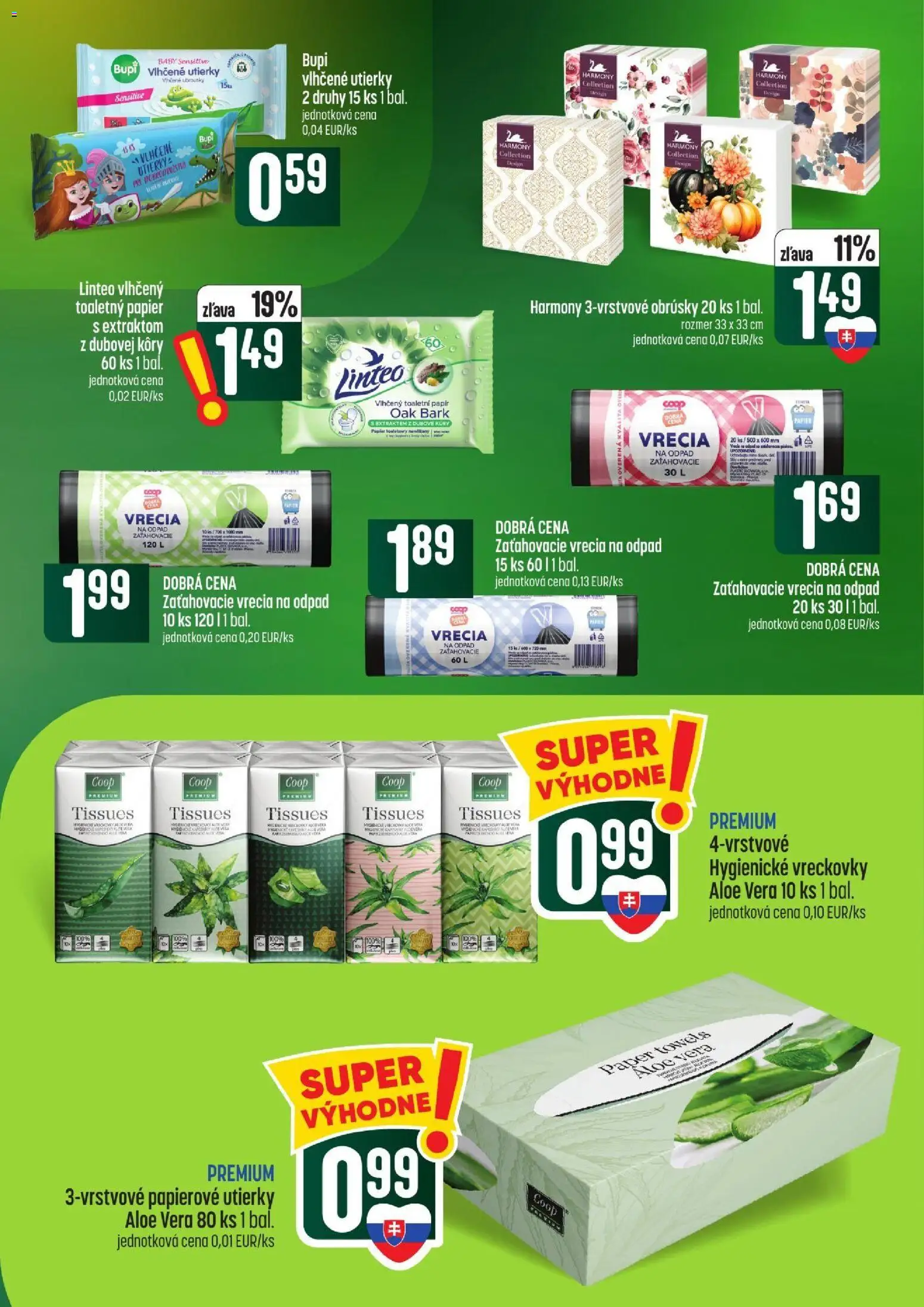 Nové COOP Jednota akcie – leták je platný od 15.10.2026 | Strana: 53 | Produkty: Aloe Vera, Toaletný papier, Vreckovky, Papierové utierky