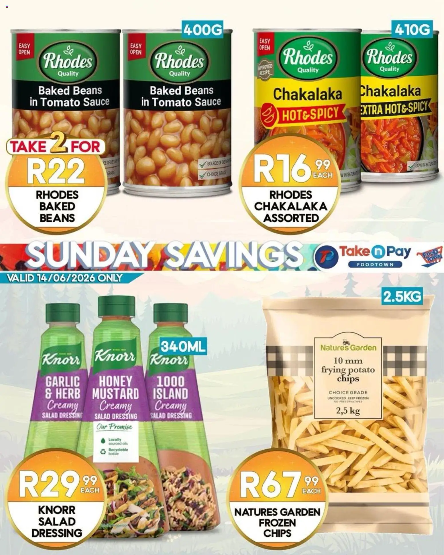 New Take n Pay catalogue – valid from 14.06.2026 | Page: 3 | Products: Salad dressing, Tomato sauce, Salad, Garlic