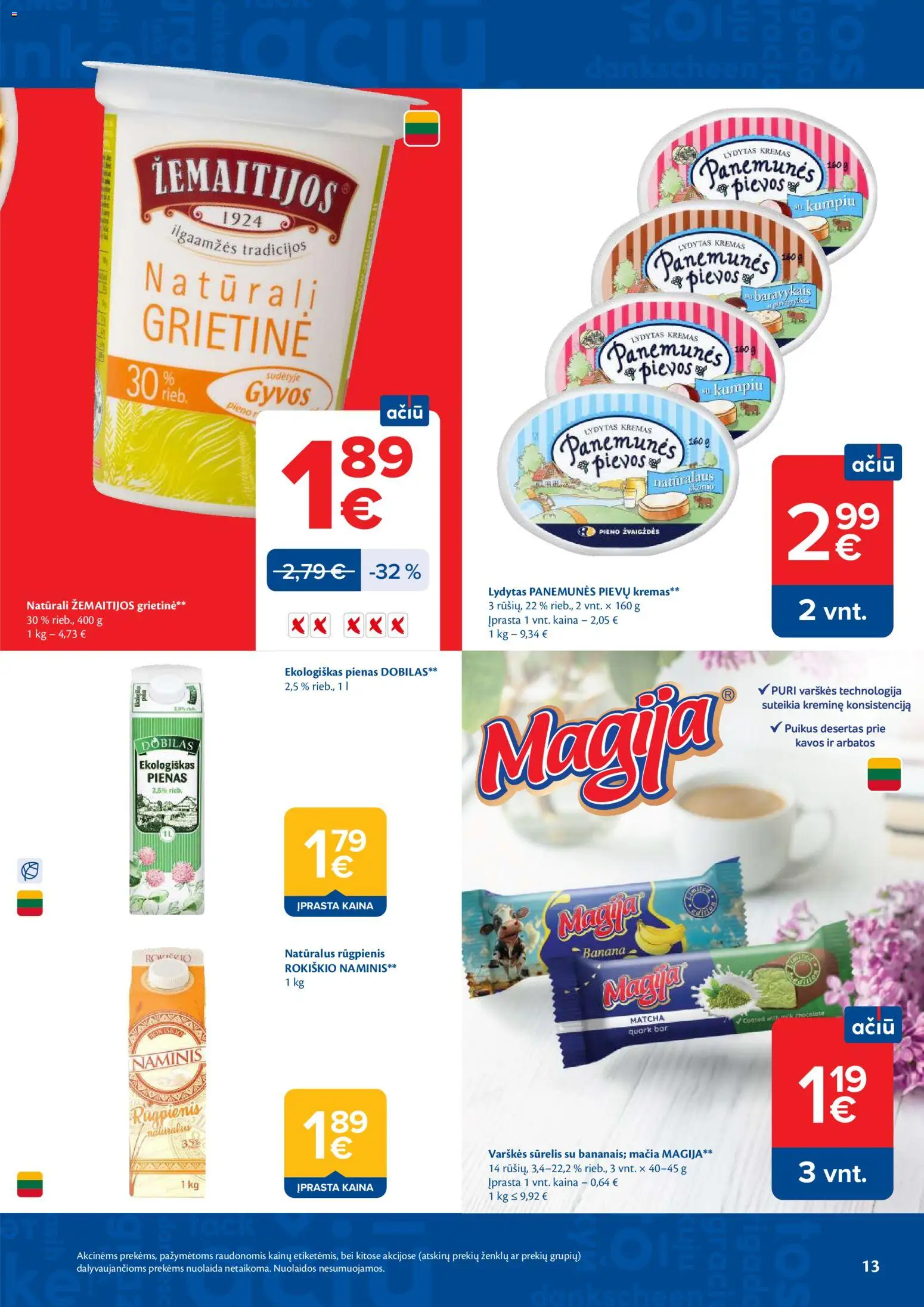 MAXIMA akcijos nuo 09.06.2026 | Puslapis: 13 | Prekių: Sūrelis, Kremas, Pienas, Grietinė