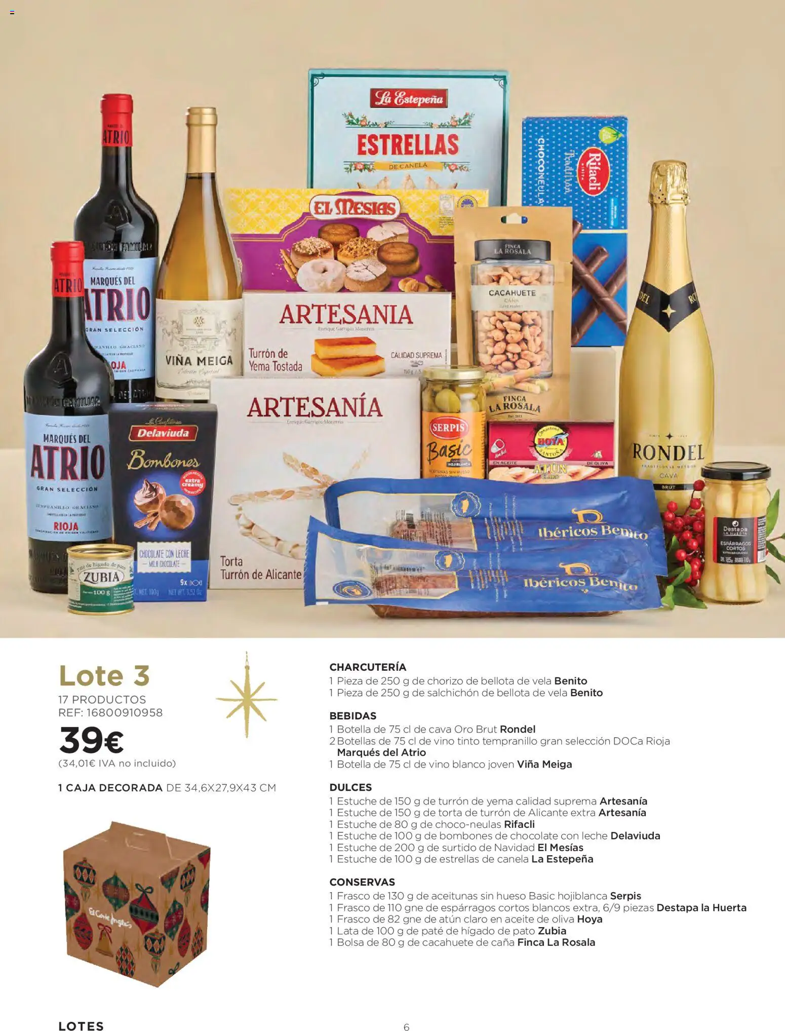 El Corte Inglés Cestas Navidad 2026 │ válido desde el 08/10/2026 | Página: 6 | Productos: Atún, Aceite de oliva, Pato, Caja