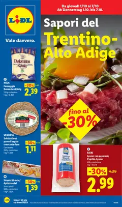 Anteprima del volantino Lidl volantino Trentino Alto-Adige valido a partire dal 01/10/2026