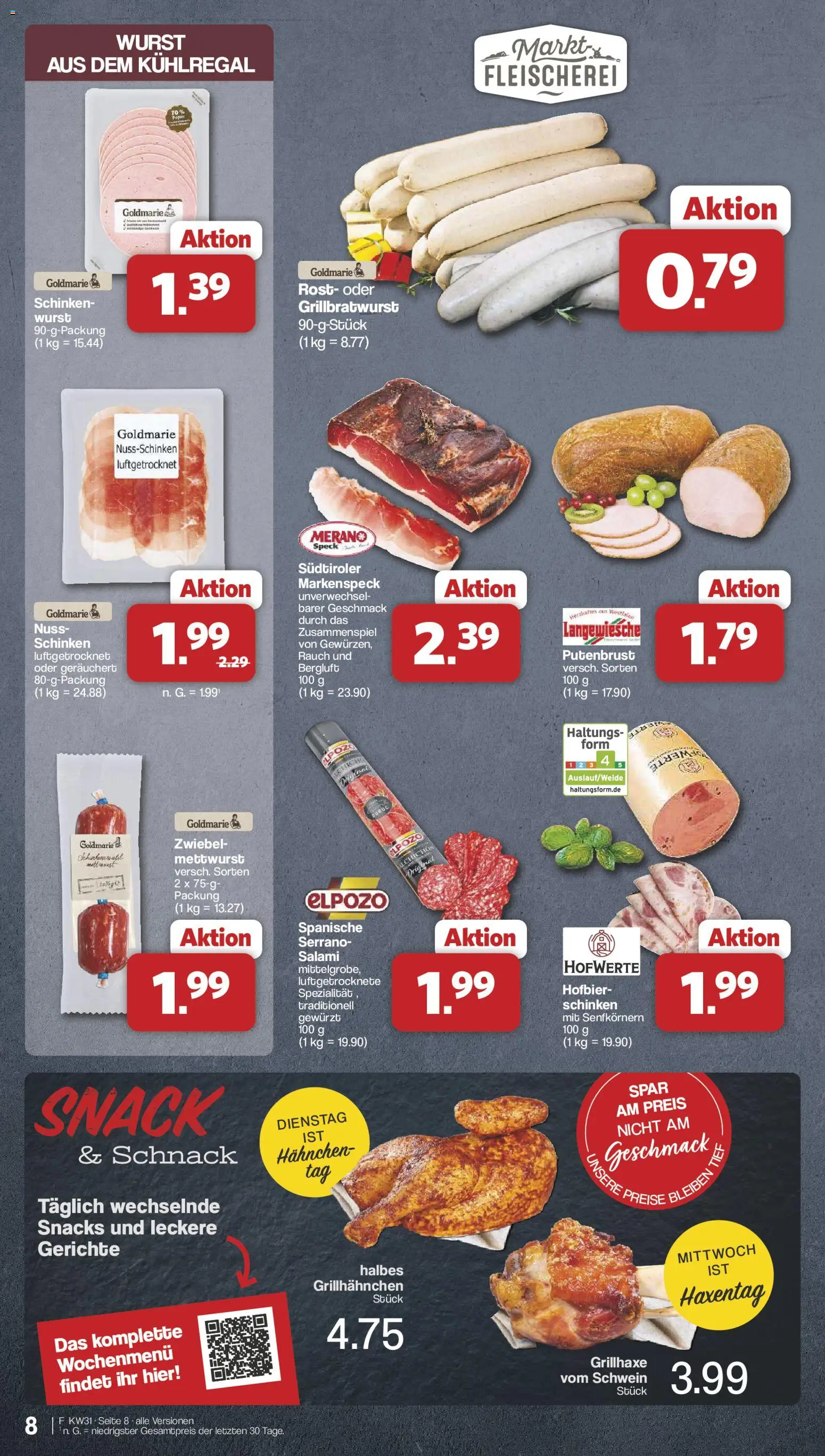 Famila Nordwest Prospekt – gültig ab 27.07.2026 | Seite: 8 | Produkte: Hahnchen, Wurst, Salami, Schinken