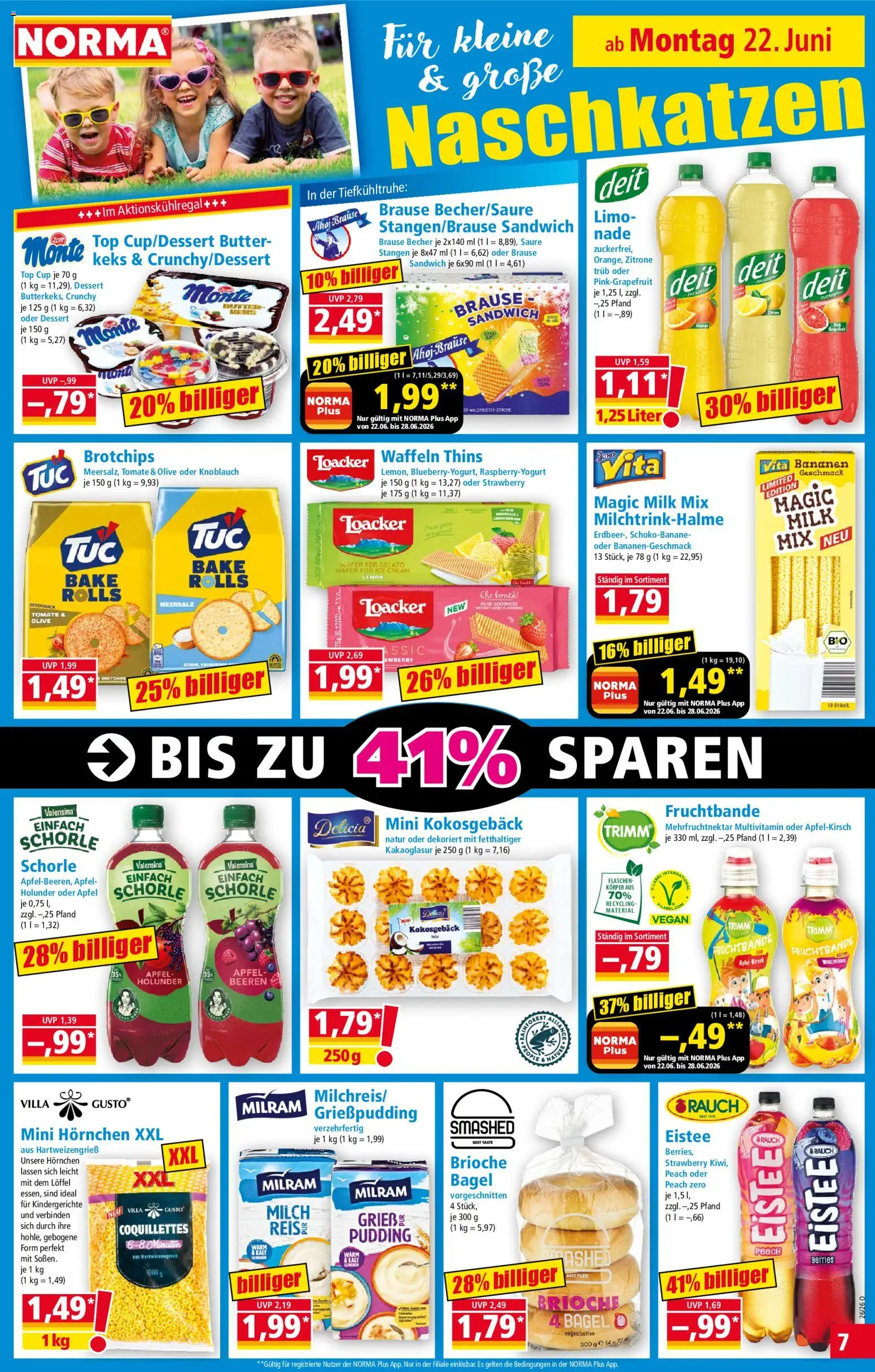Norma Prospekt – gültig ab 22.06.2026 | Seite: 7 | Produkte: Äpfel, Pudding, Waffeln, Milram