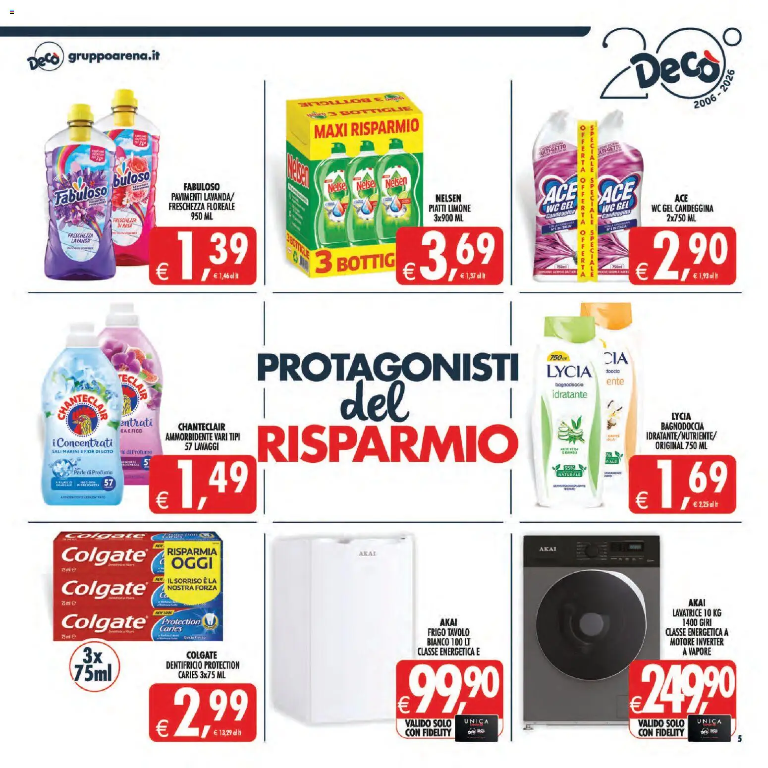 Volantino Decò del 31/07/2026 | Pagina: 5 | Prodotti: Dentifricio, Lavanda, WC, Profumo