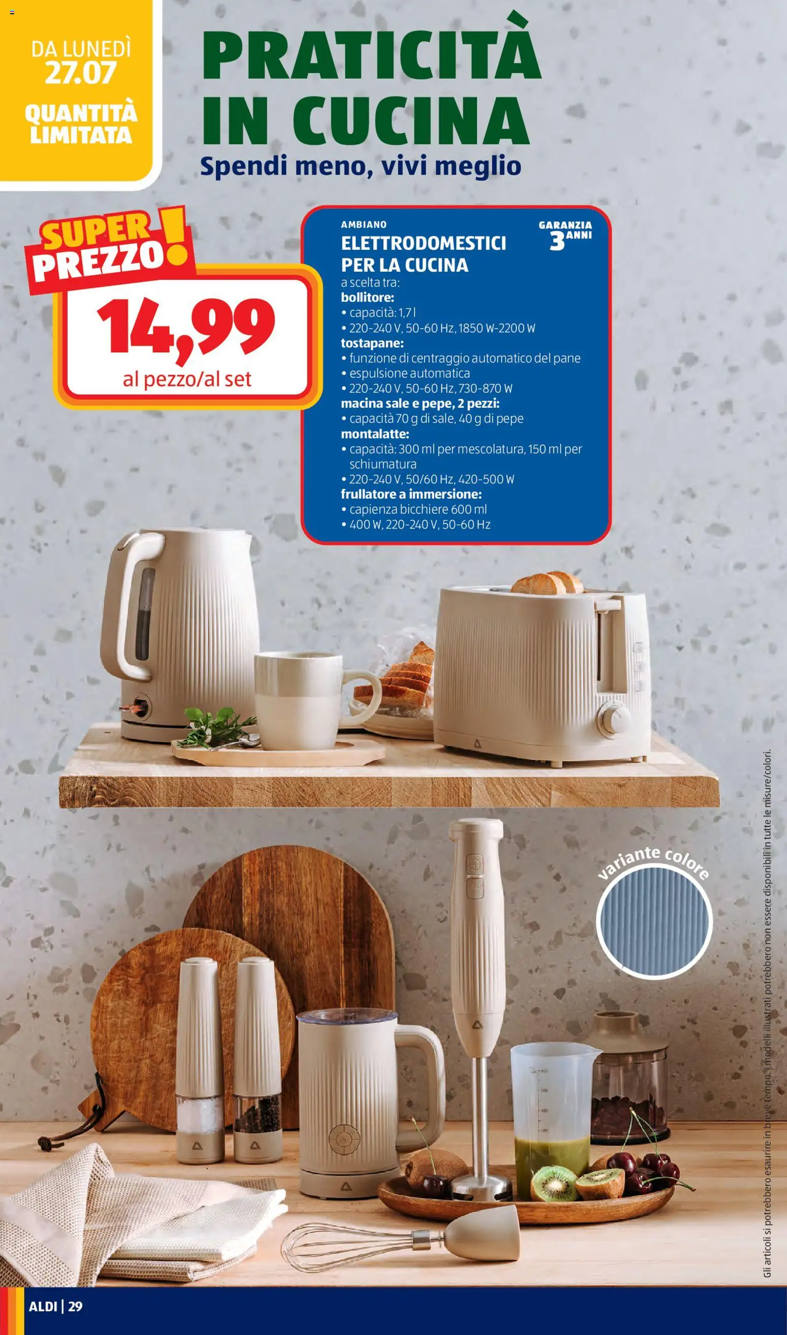 Volantino Aldi del 27/07/2026 | Pagina: 28 | Prodotti: Pane, Sale, Macina, Tostapane