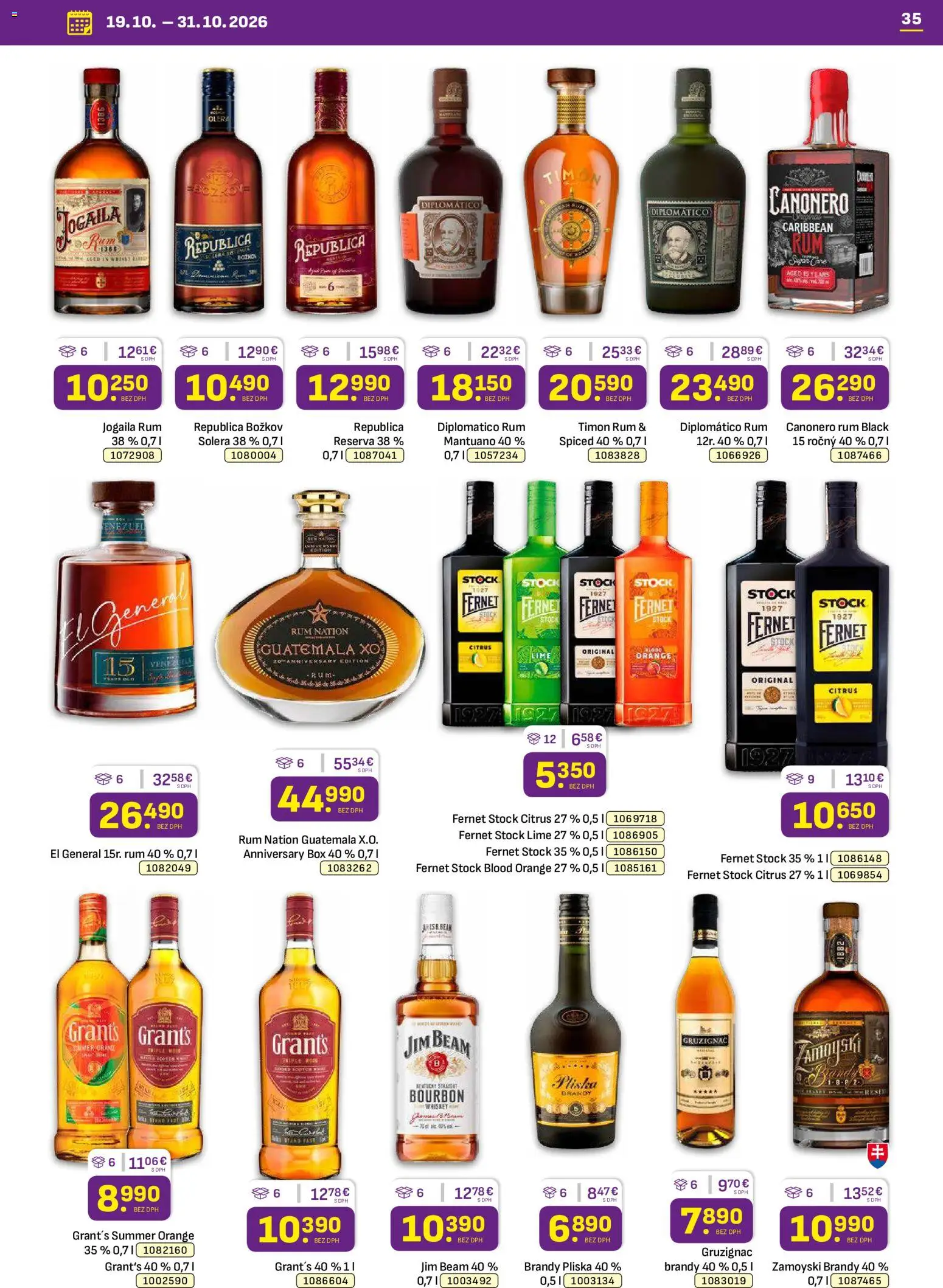 Nové Libex akcie – leták je platný od 19.10.2026 | Strana: 35 | Produkty: Diplomatico, Republica, Diplomático rum, Rum