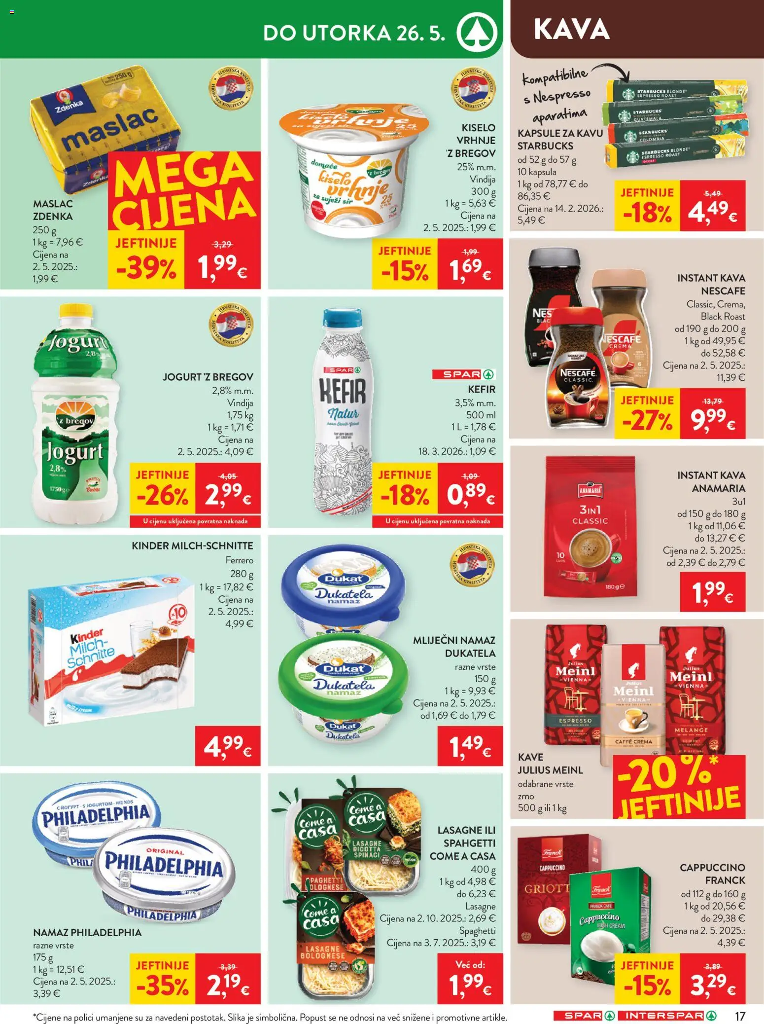 Spar katalog | vrijedi od 20.05.2026 | Stranica: 19 | Proizvodi: Vindija, Sir, Kava, Cappuccino