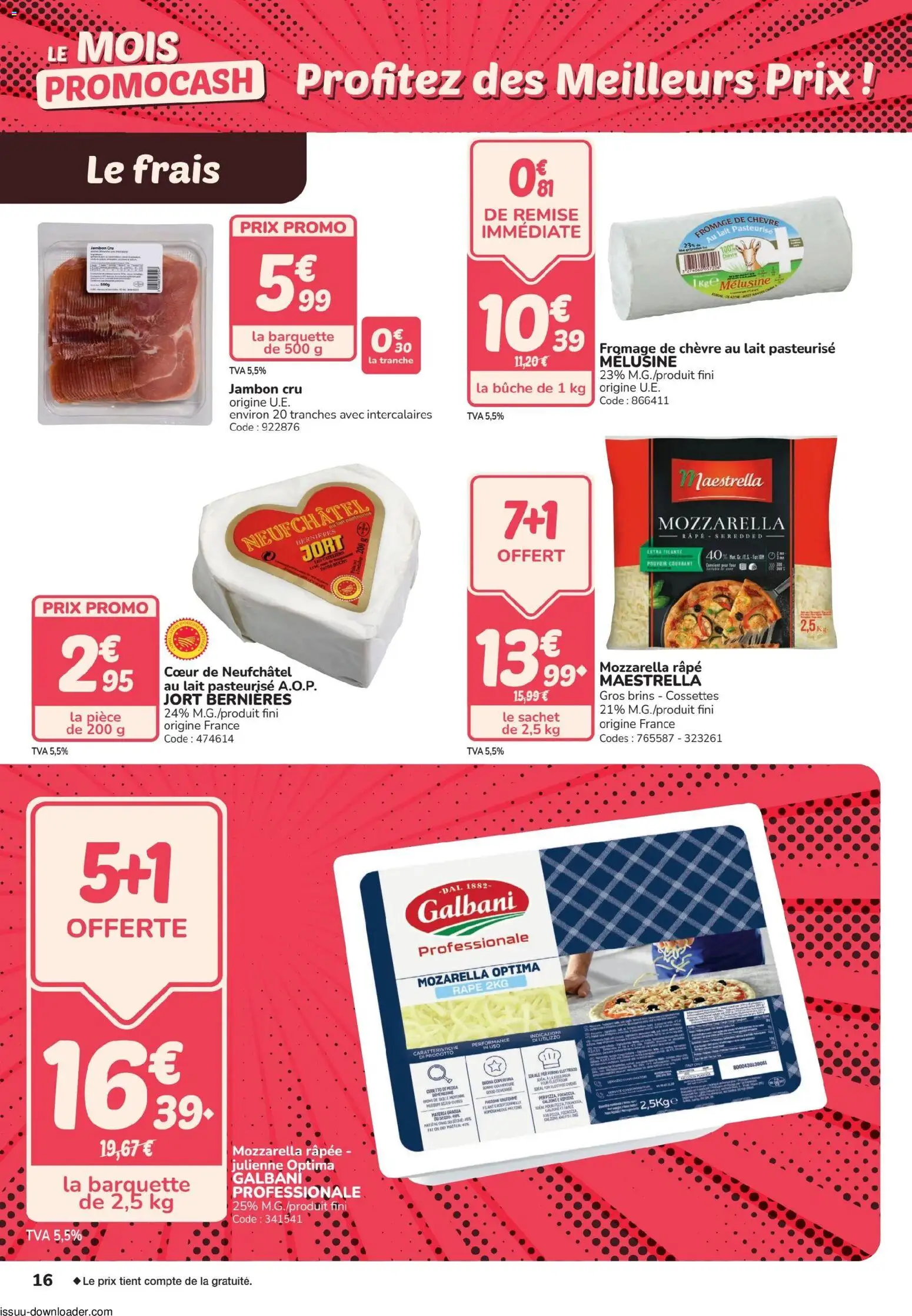 {H1} | Page: 16 | Produits: Fromage de chèvre, Mozzarella, Couverture, Jambon