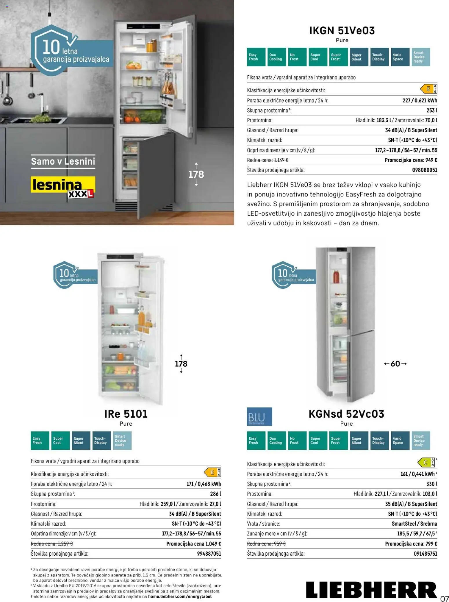 Novi XXXL Lesnina katalog ponudbe – veljaven od 28.09.2026 | Stran: 7 | Izdelki: Hladilnik, Zamrzovalnik, Vrata