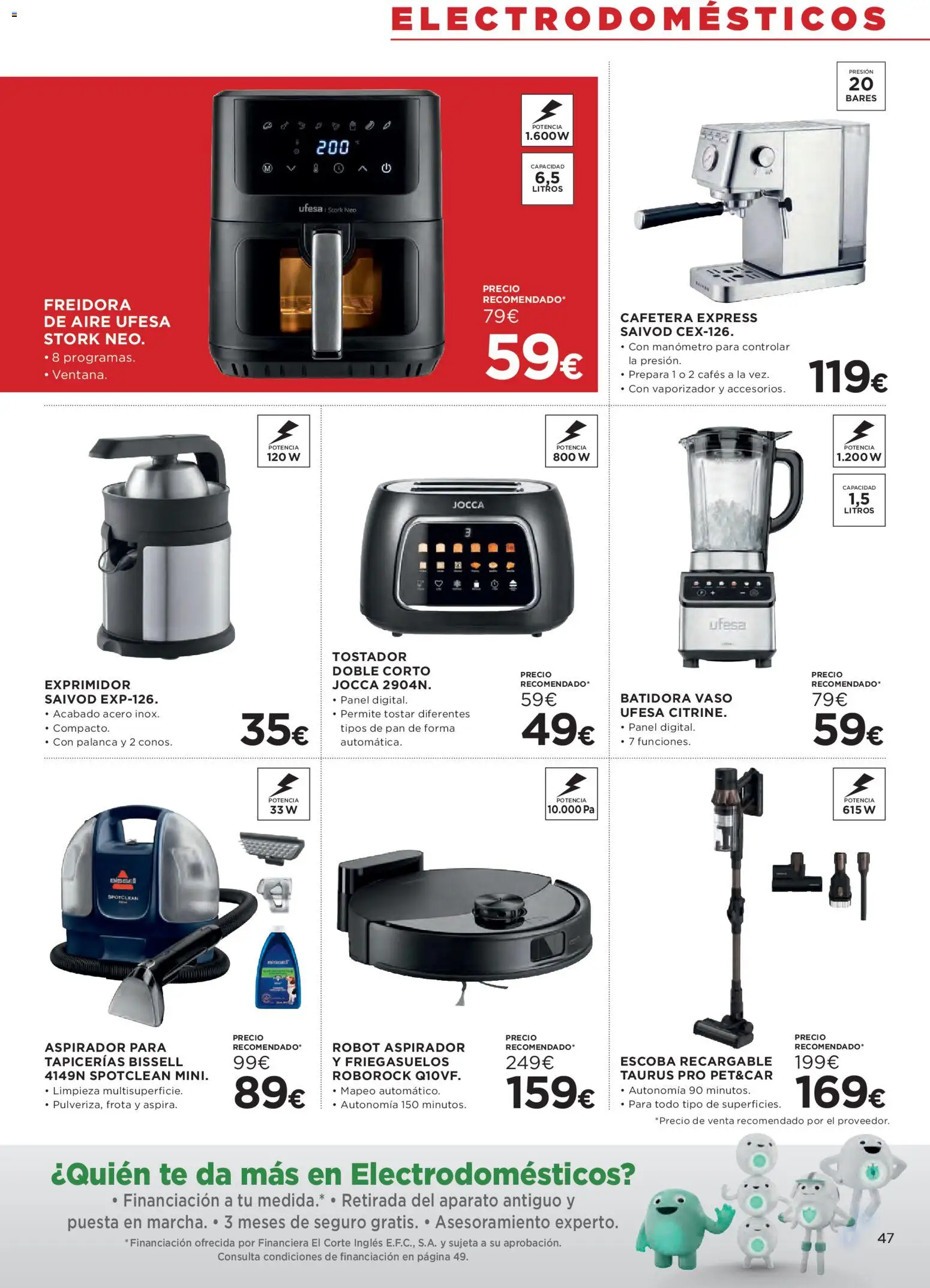 Hipercor catálogo │ válido desde el 24/09/2026 | Página: 47 | Productos: Batidora, Exprimidor, Freidora, Aspirador