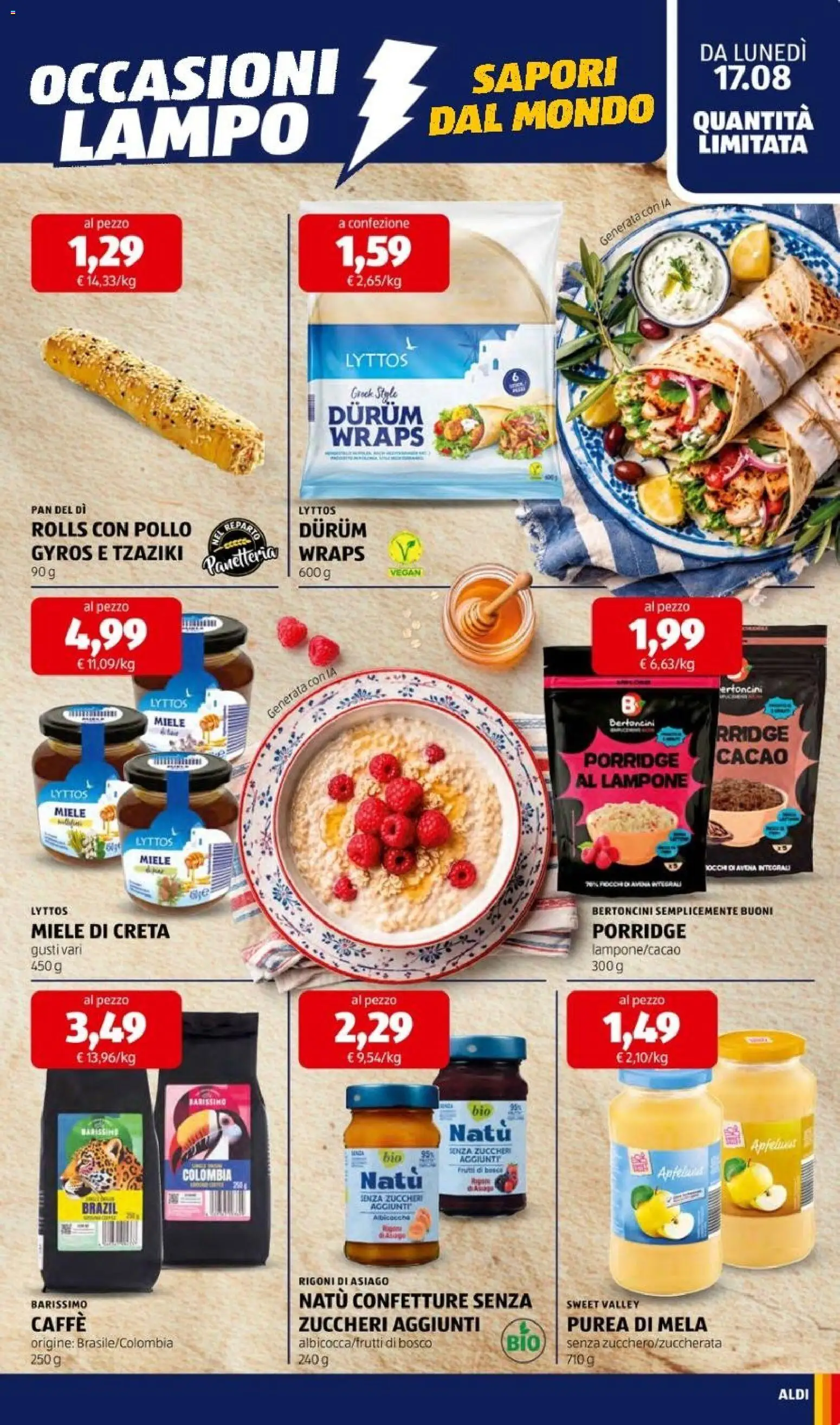 Volantino Aldi del 17/08/2026 | Pagina: 15 | Prodotti: Caffè, Pollo, Gyros, Porridge